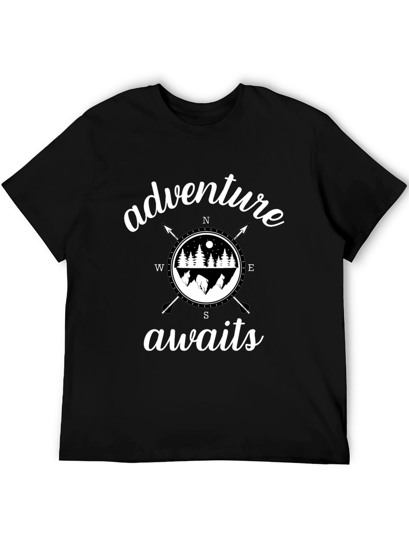 Black Adventure Awaits Graphic Tee - Black view 5