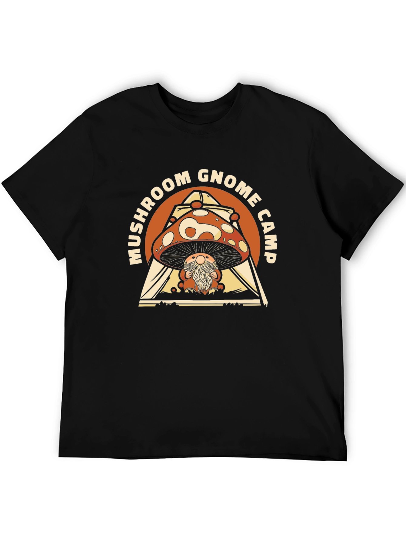Black Mushroom Gnome Camp Black Graphic Tee view 5
