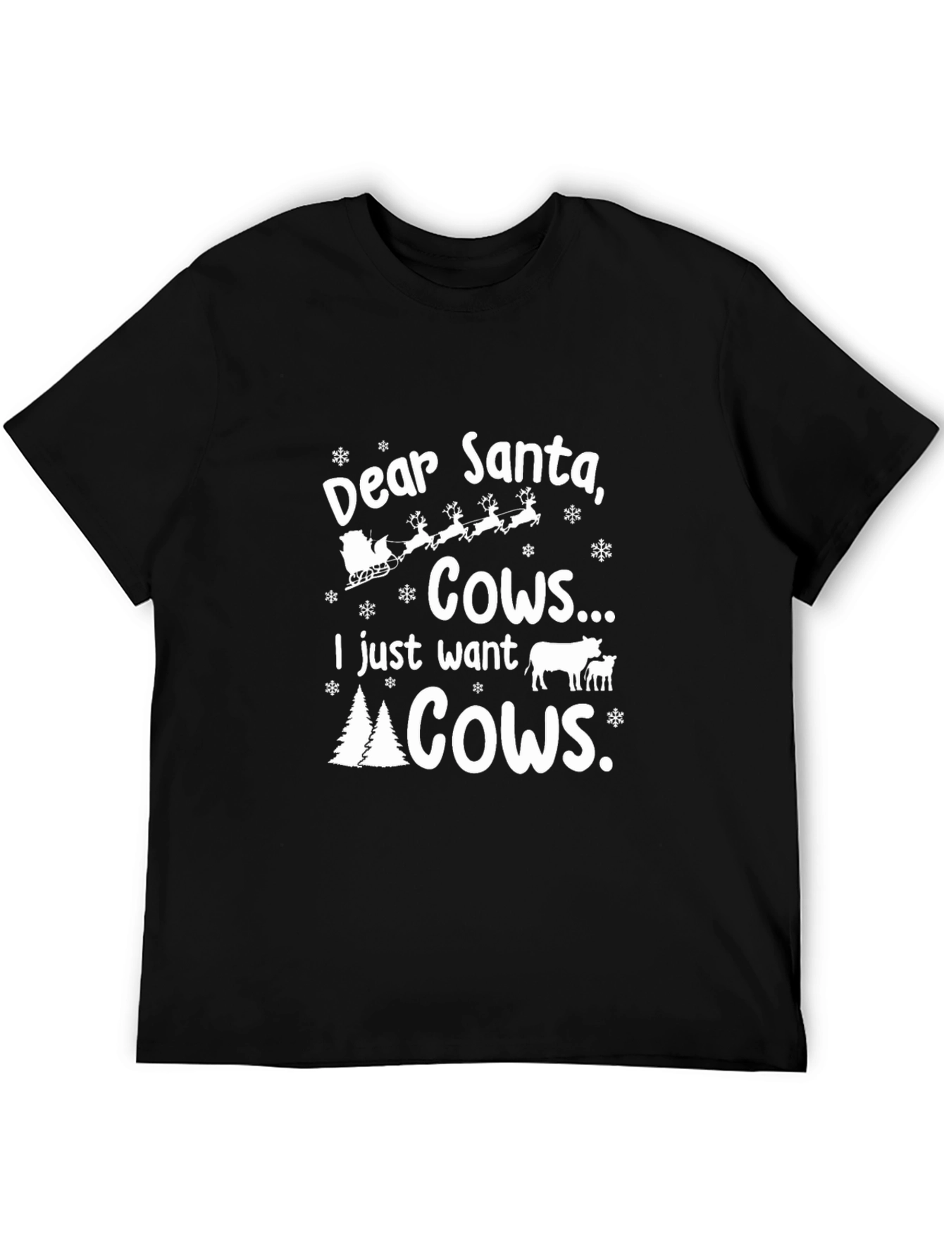Black Dear Santa, Cows Christmas T-Shirt view 5