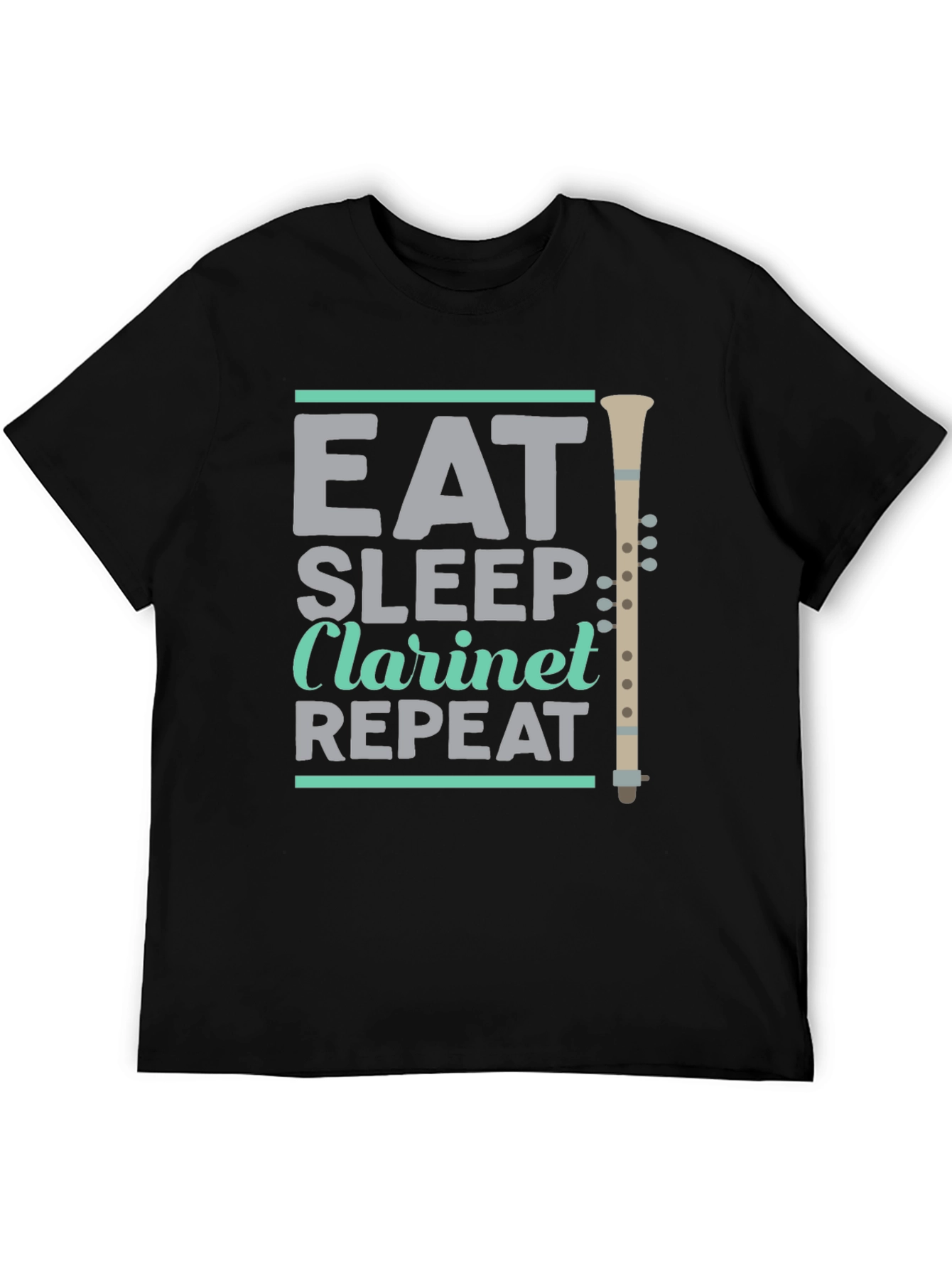 Black Eat Sleep Clarinet Repeat T-Shirt - Musician Gift view 5