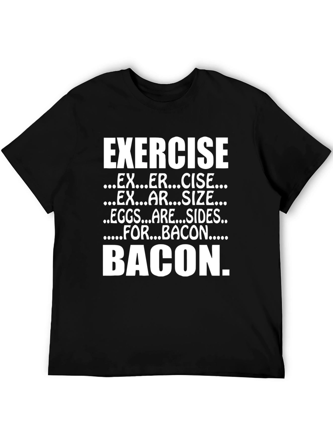 Black Exercise Bacon Funny T-Shirt view 5
