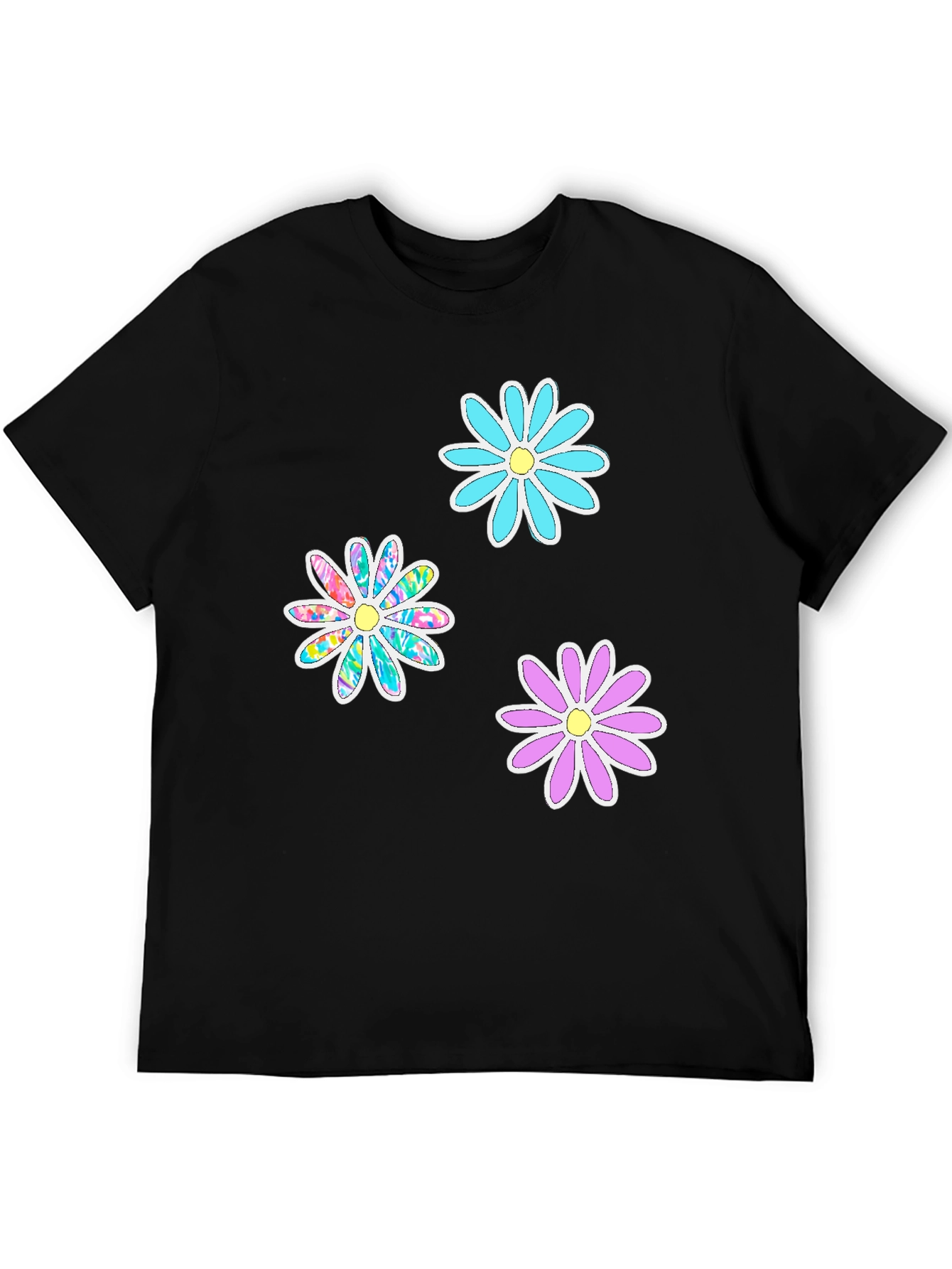 Black Floral Print Black T-Shirt view 5