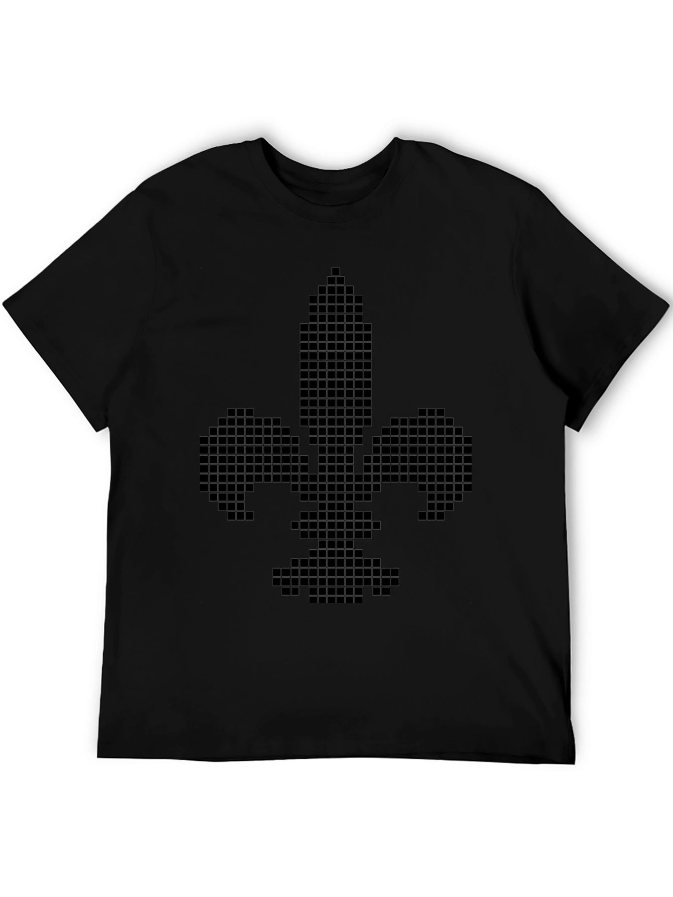 Black Pixel Fleur-de-lis Black T-Shirt view 5