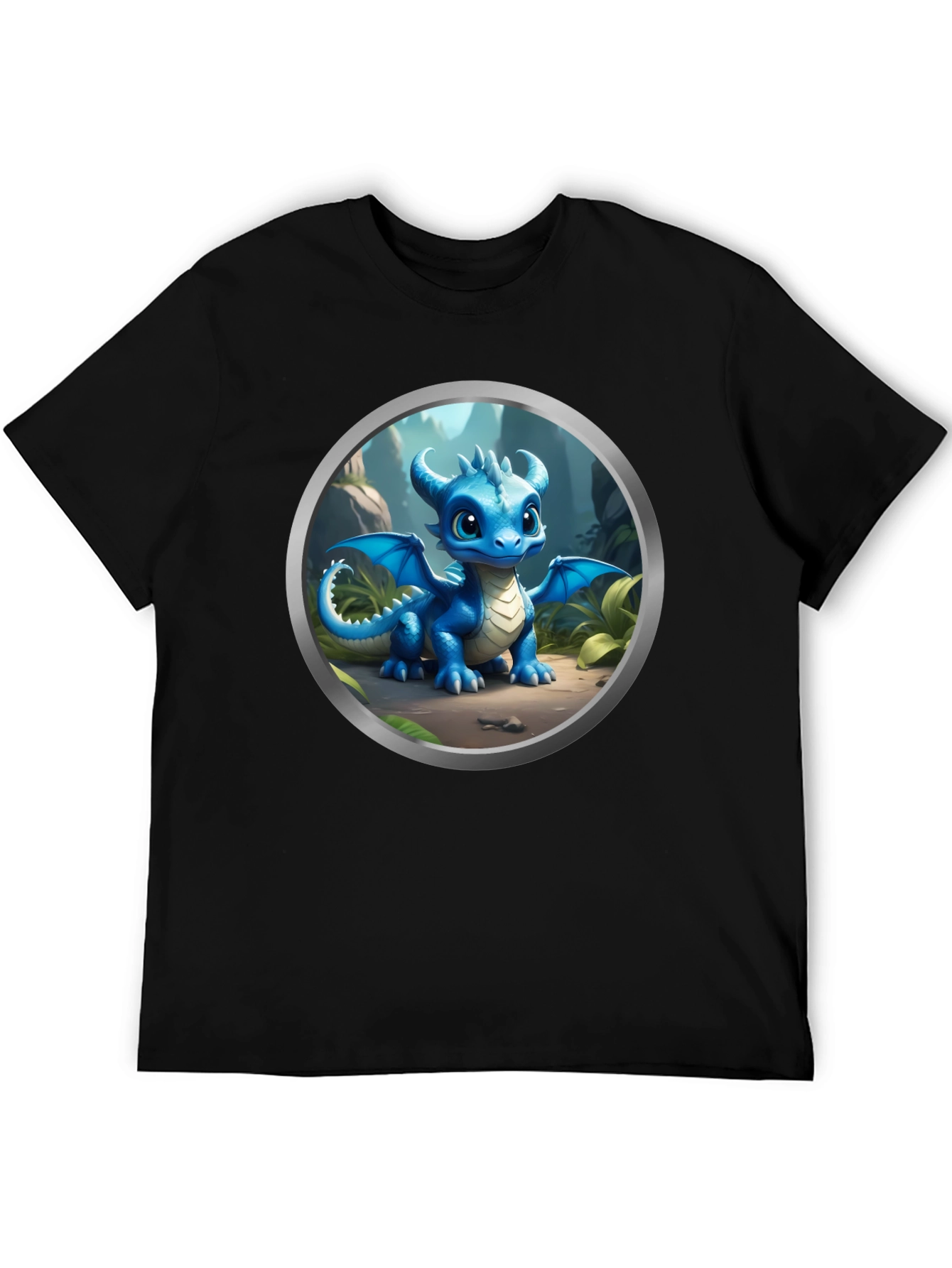 Black Cute Dragon Graphic Tee view 5