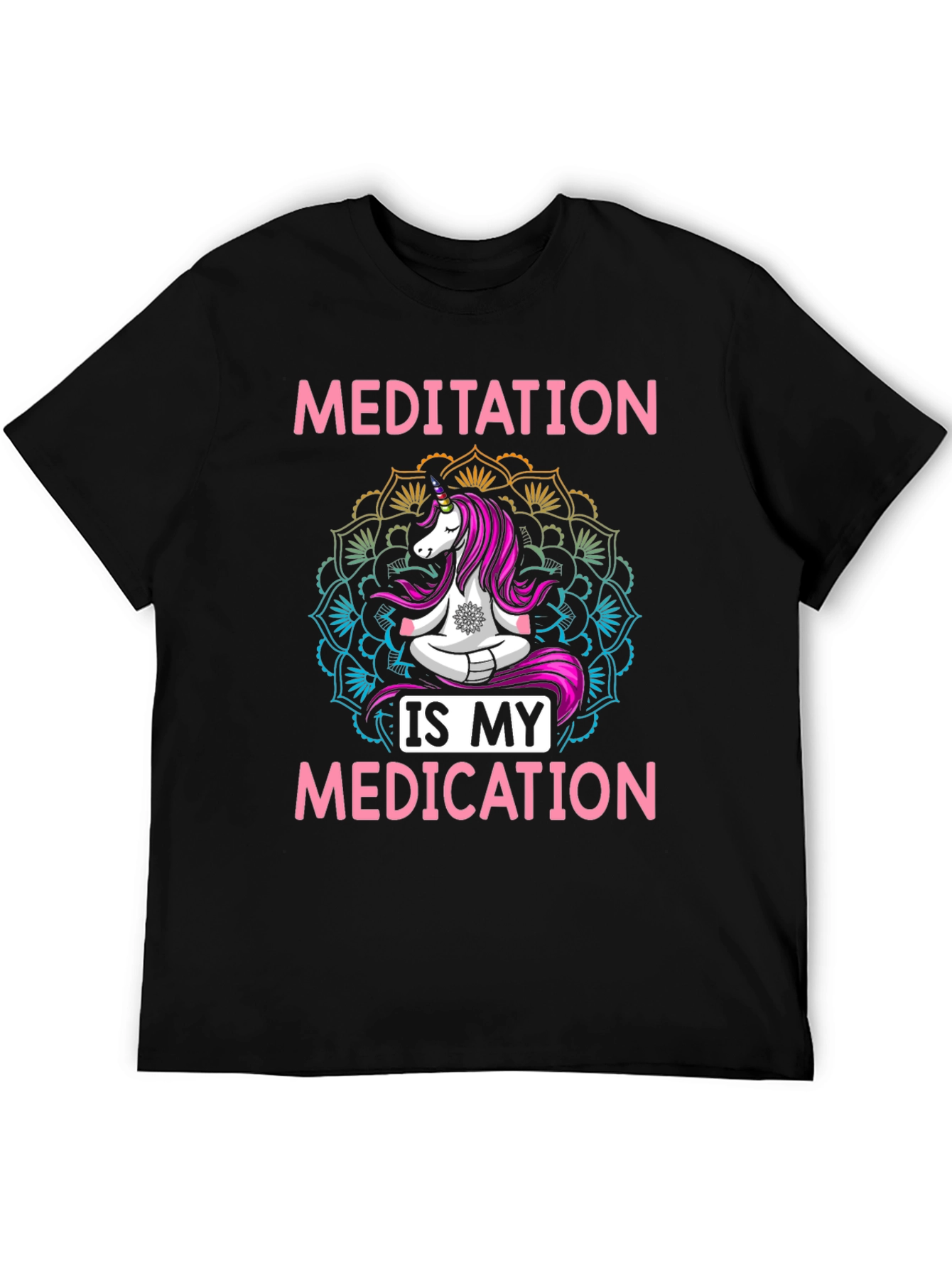 Black Meditation is My Medication Unicorn T-Shirt view 5