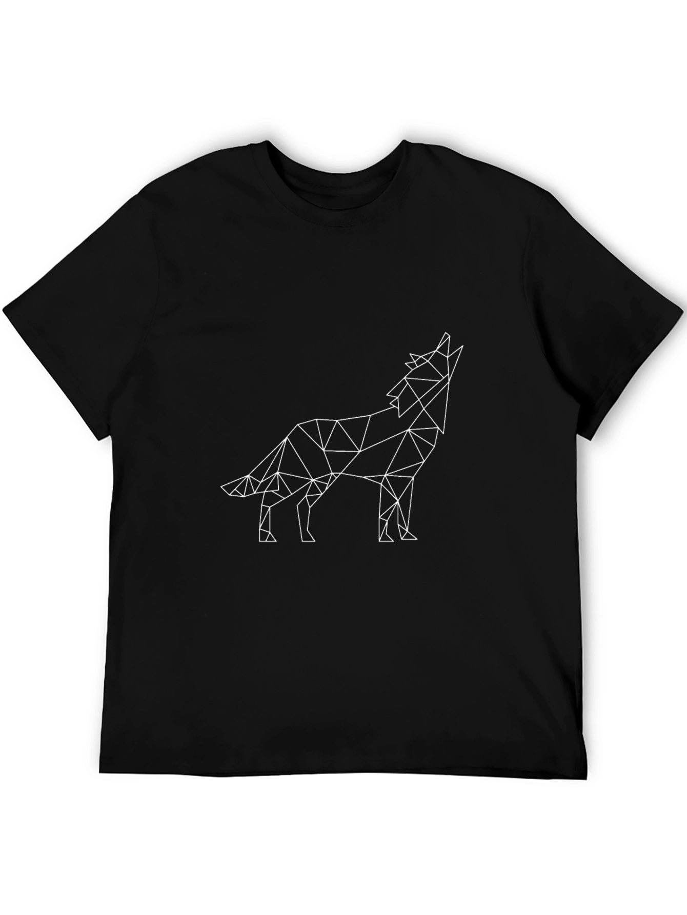 Black Geometric Wolf Graphic Tee - Modern Black T-Shirt view 5