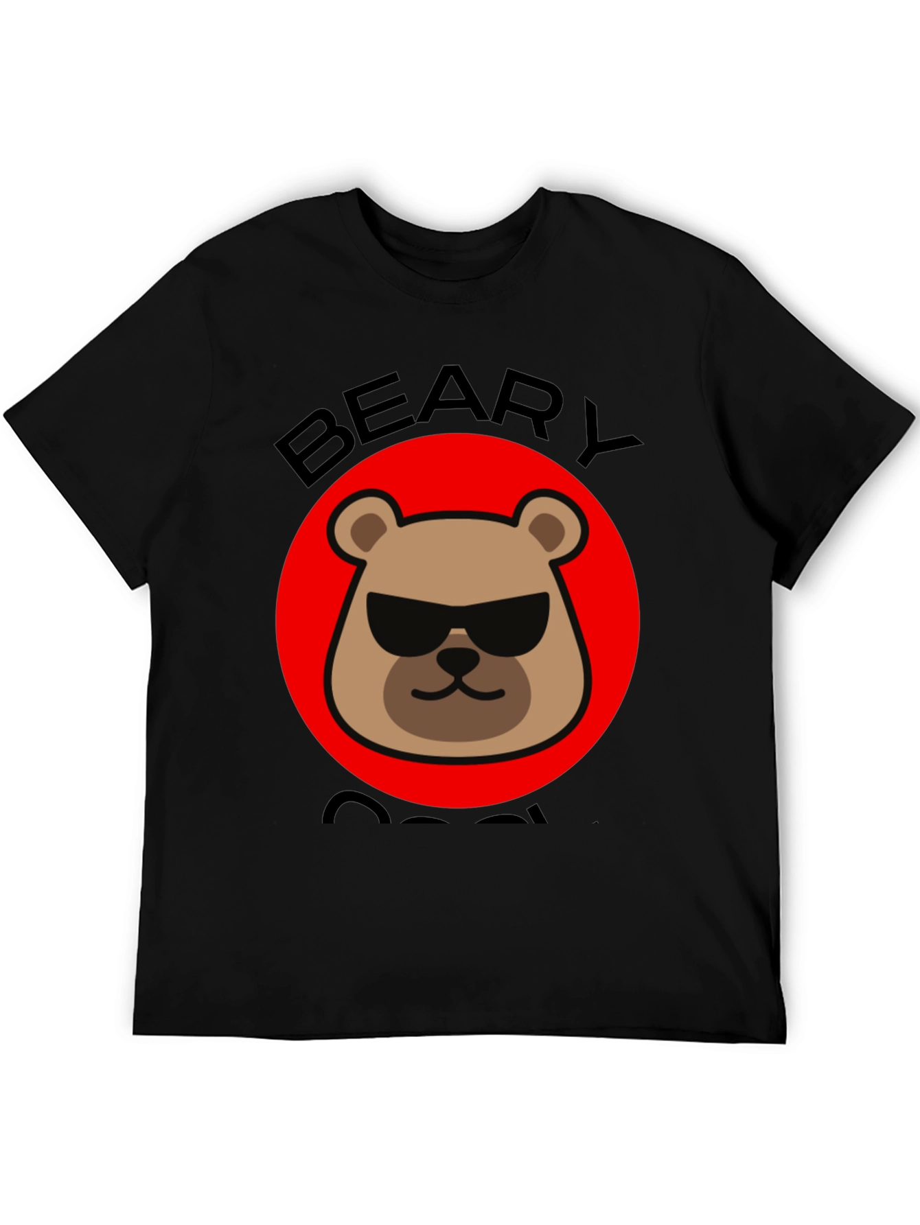 Black Beary Cool Graphic T-Shirt - Black Crew Neck Tee view 5