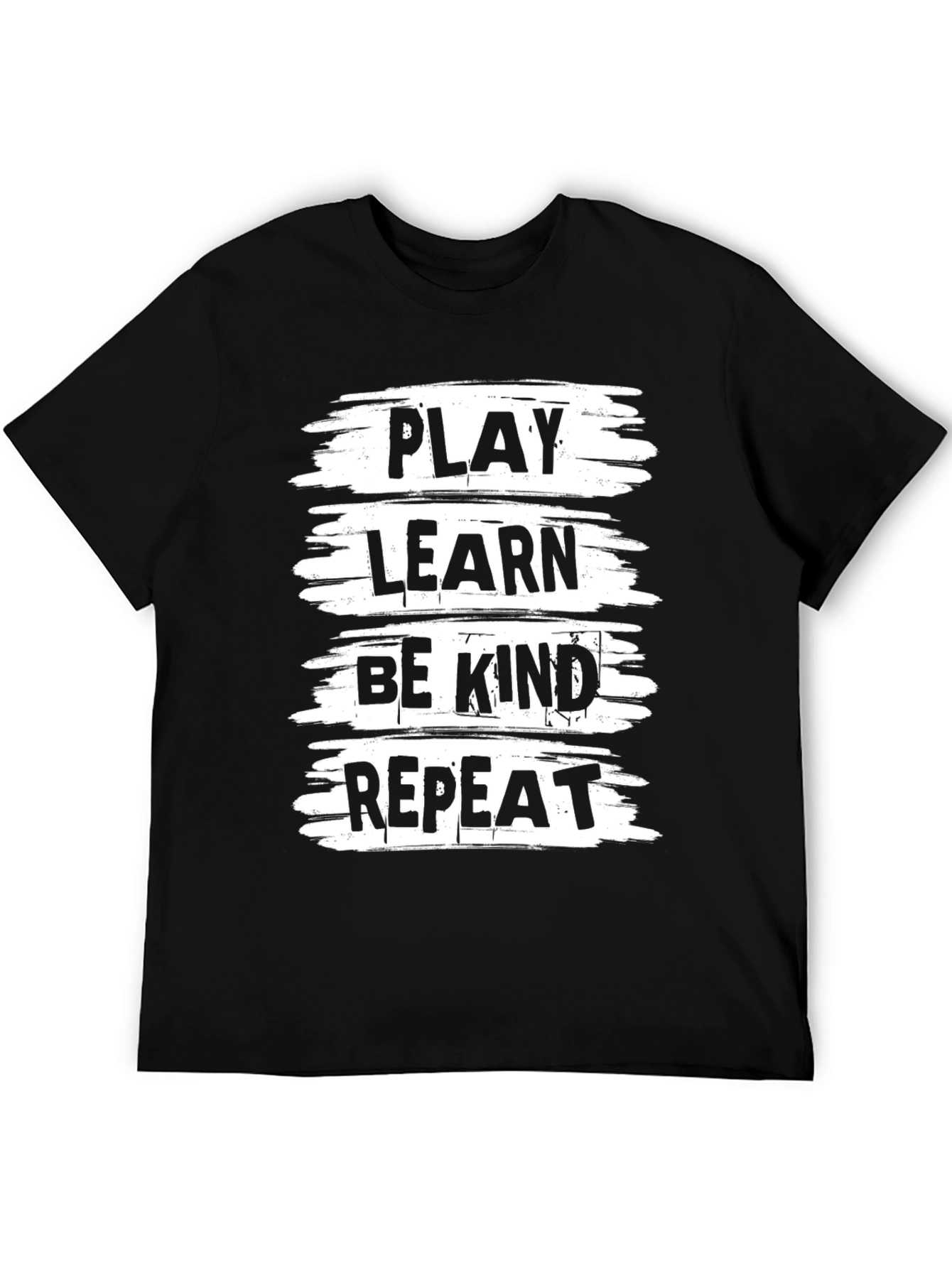 Black Play, Learn, Be Kind, Repeat Black T-Shirt view 5
