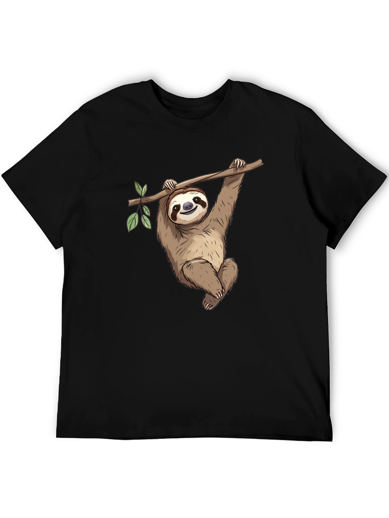 Black Cute Sloth Hanging on Tree T-Shirt view 5
