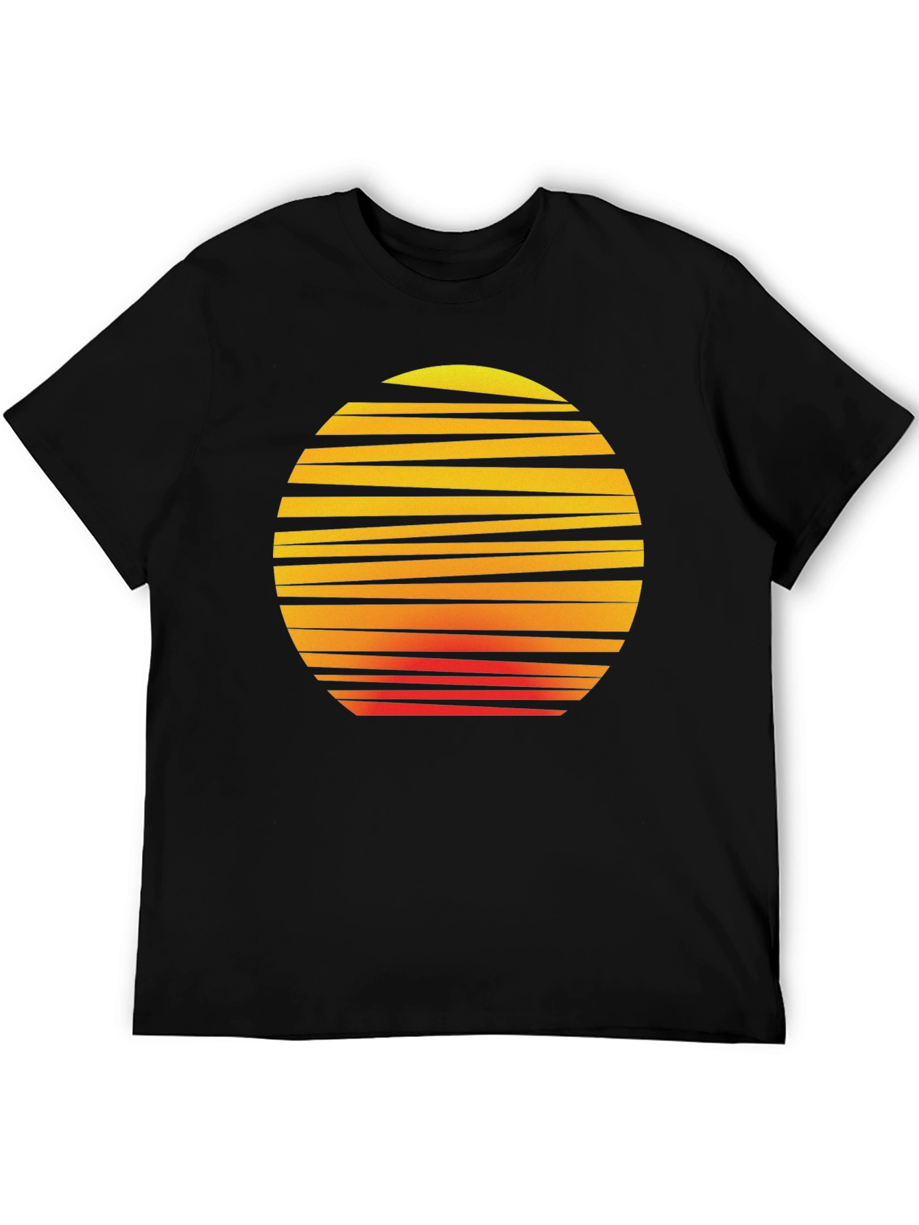 Black Retro Sunset Graphic Tee - Black Cotton T-Shirt view 5