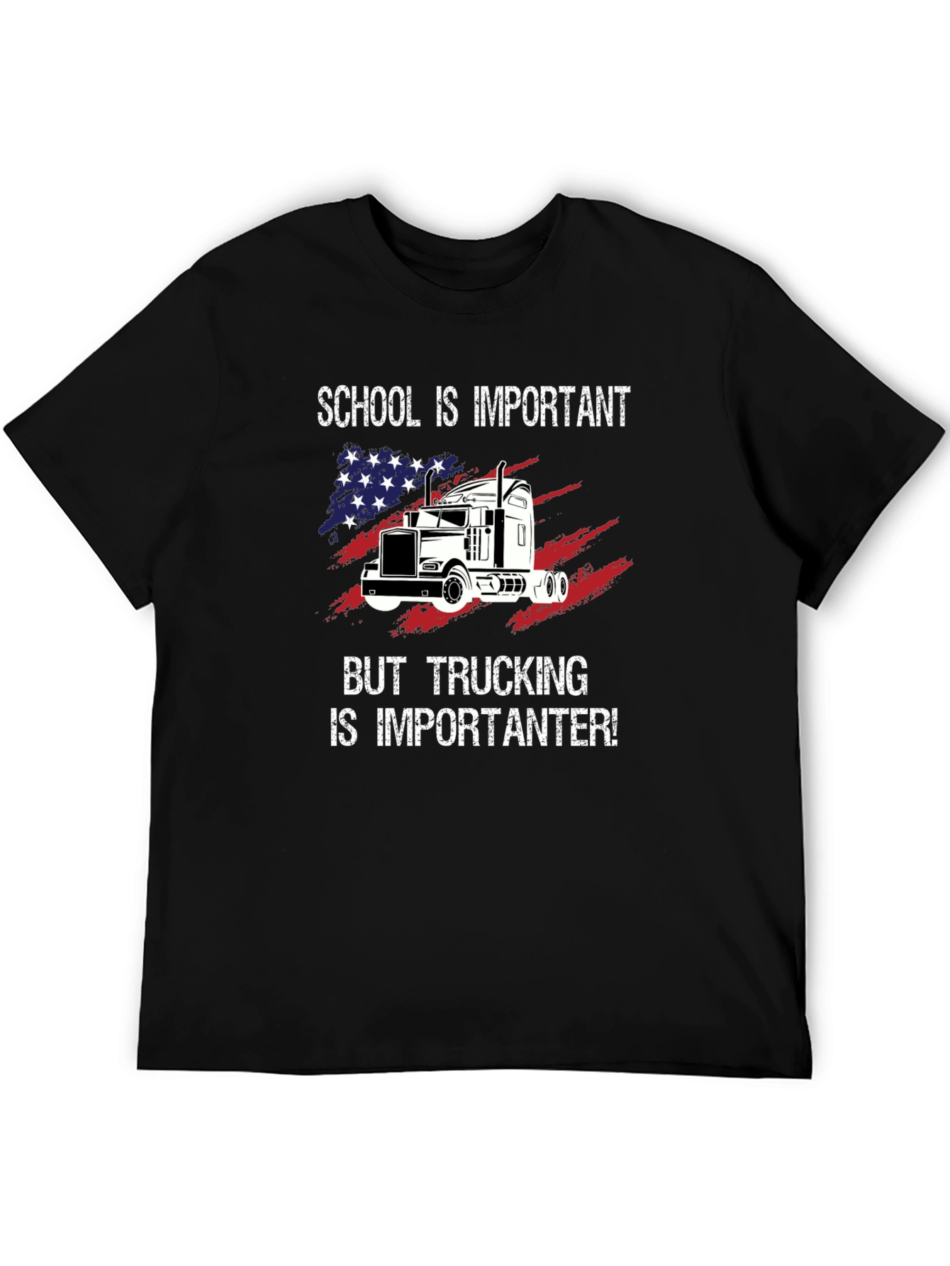 Black Trucker T-Shirt: School vs. Trucking Humor Tee view 5