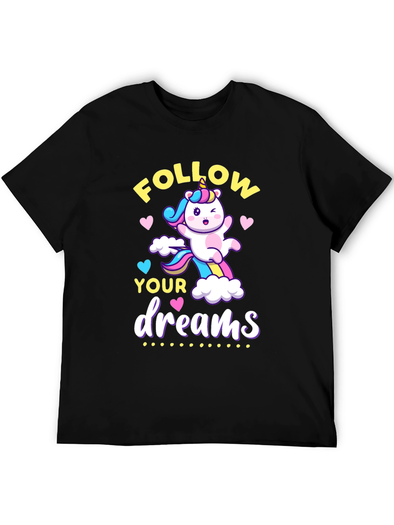 Black Follow Your Dreams Unicorn Graphic Tee view 5