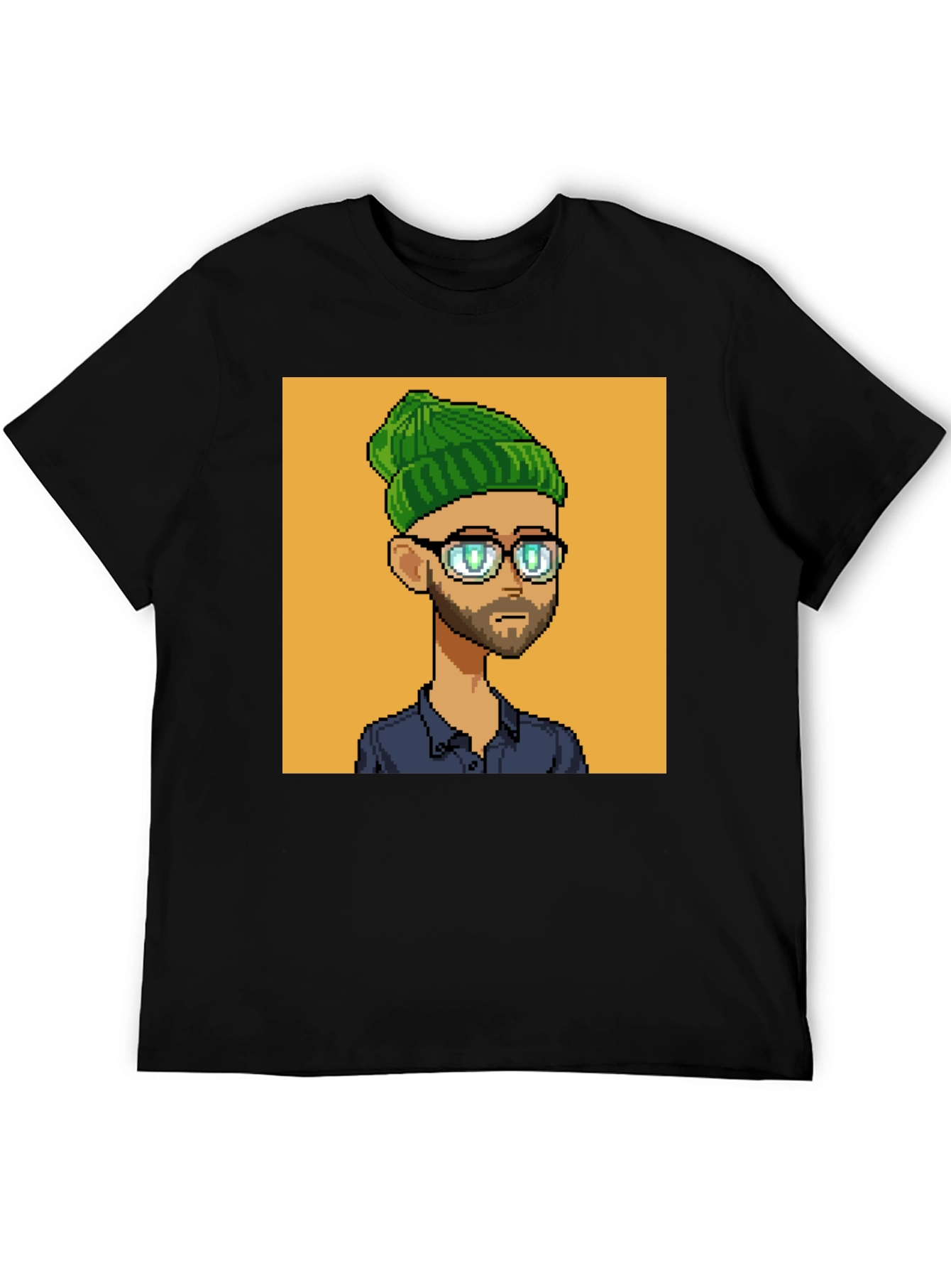 Black Pixel Art Portrait Black T-Shirt view 5