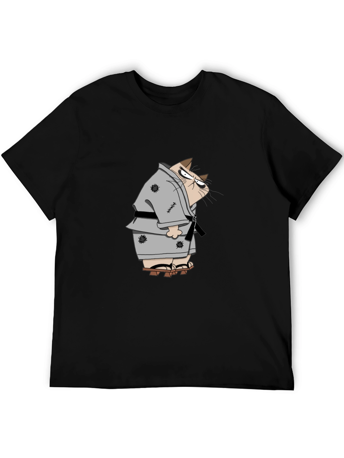 Black Grumpy Karate Cat T-Shirt view 5