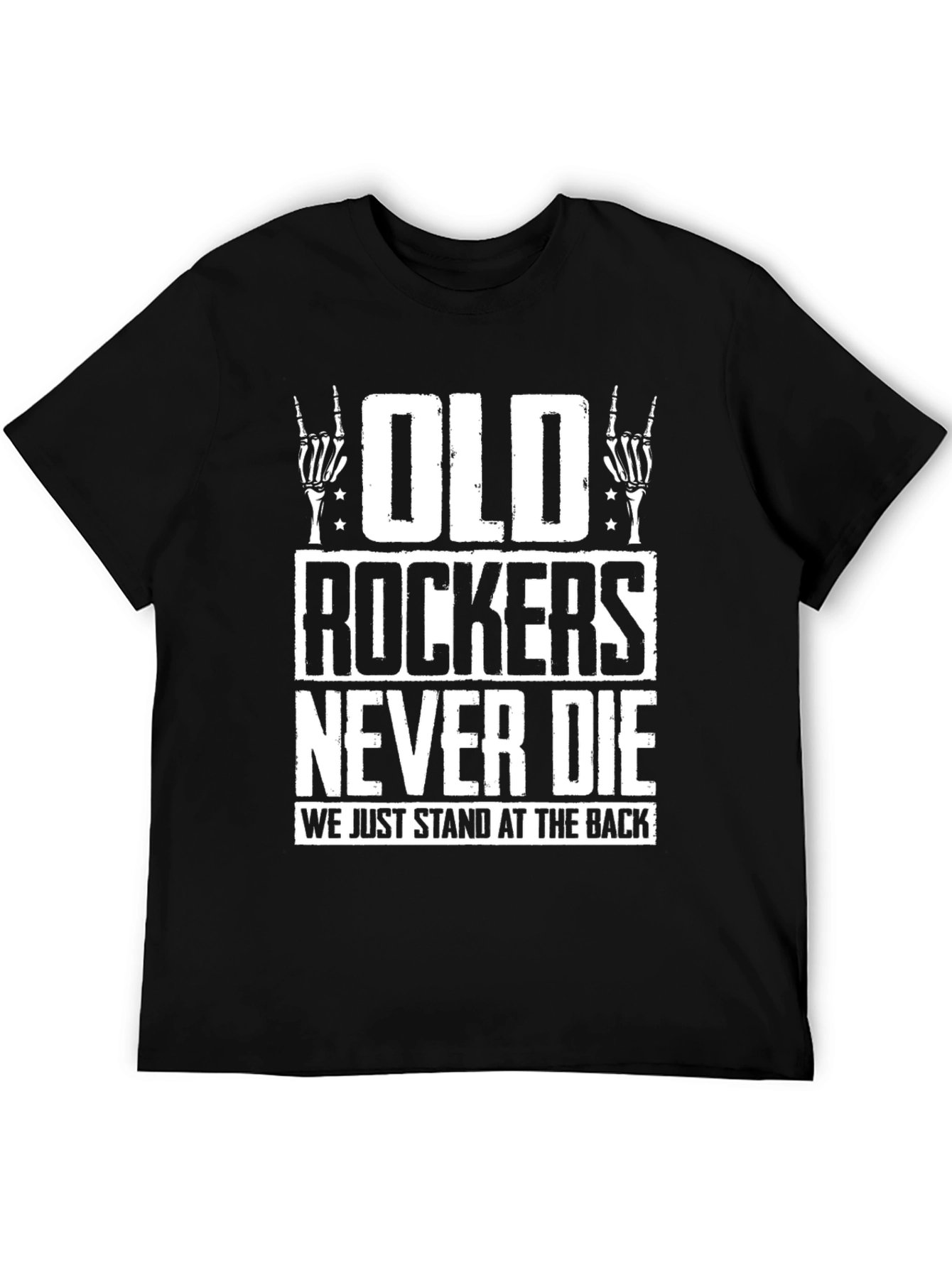 Black Old Rockers Never Die Graphic T-Shirt view 5