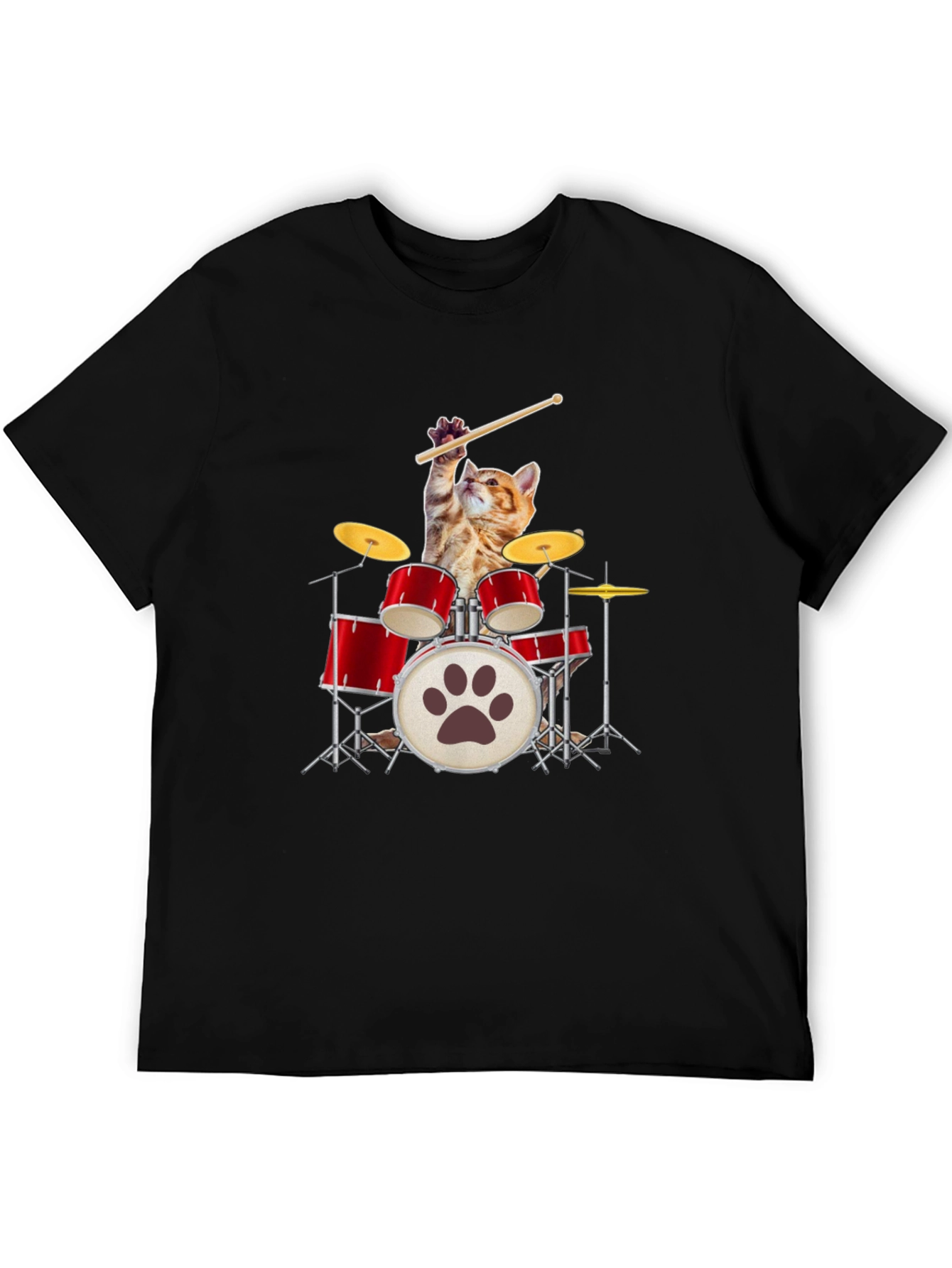 Black Cat Drummer T-Shirt - Rock Out in Style! view 5