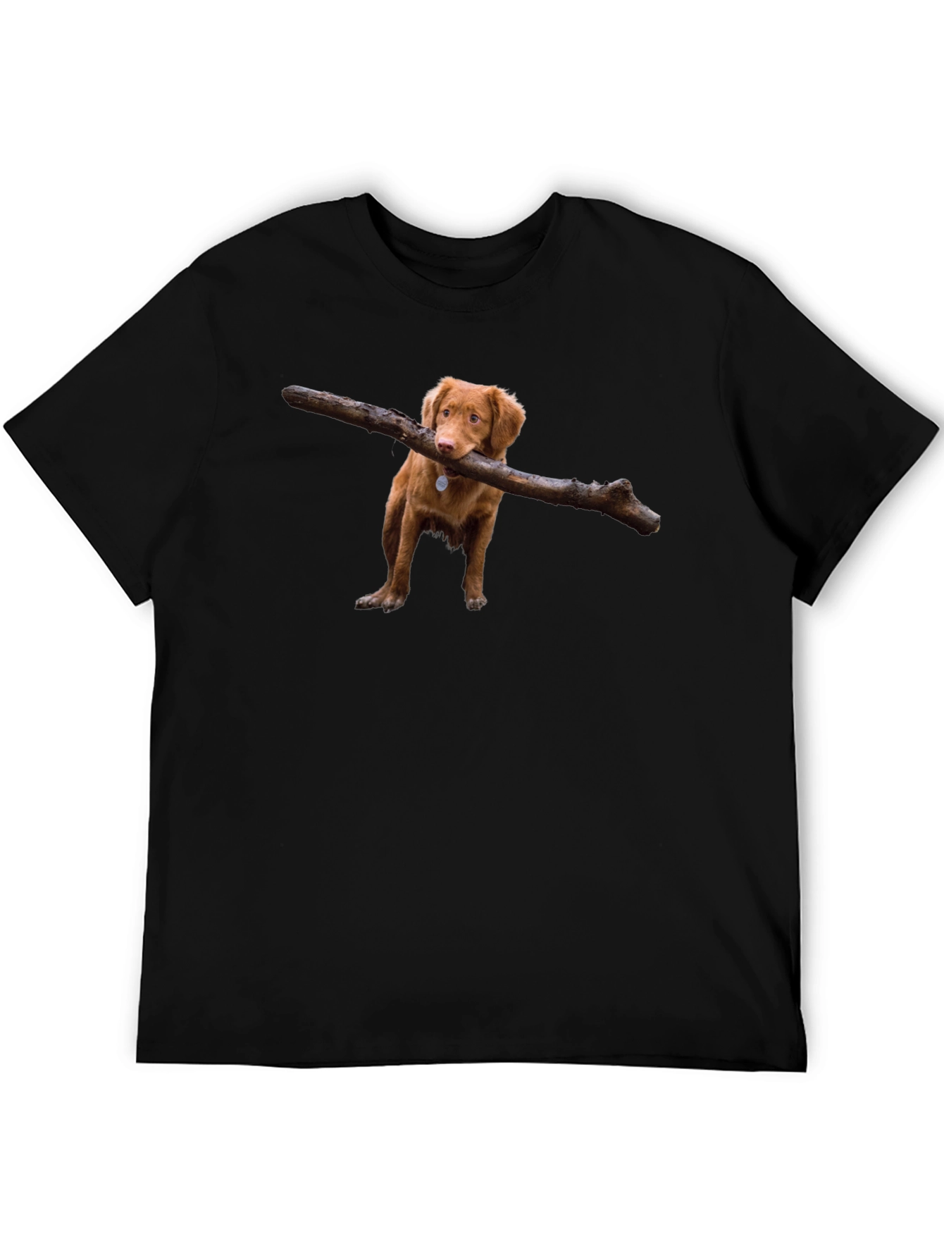 Black Dog With Stick Graphic T-Shirt - Black view 5