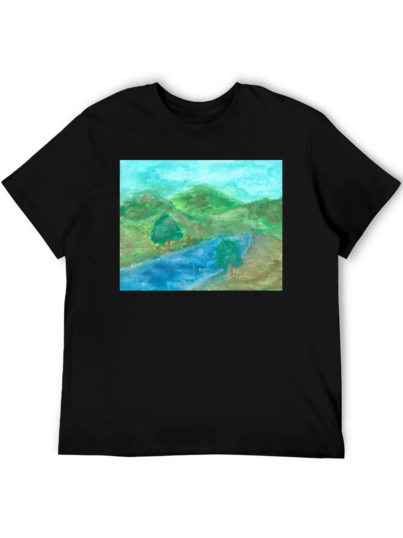 Black Scenic Landscape Black T-Shirt view 5