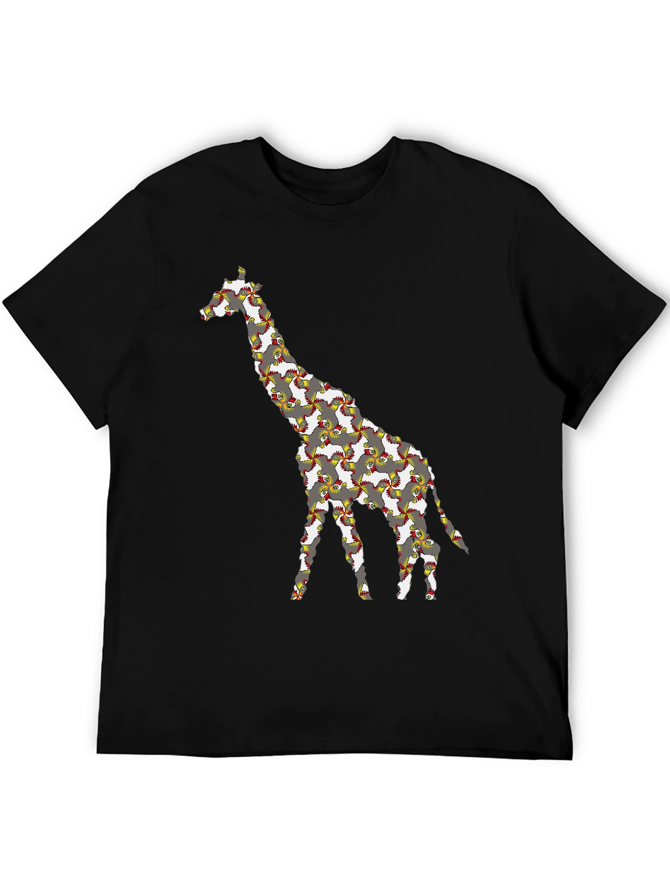 Black Giraffe Chicken T-Shirt - Quirky Animal Print Tee view 5