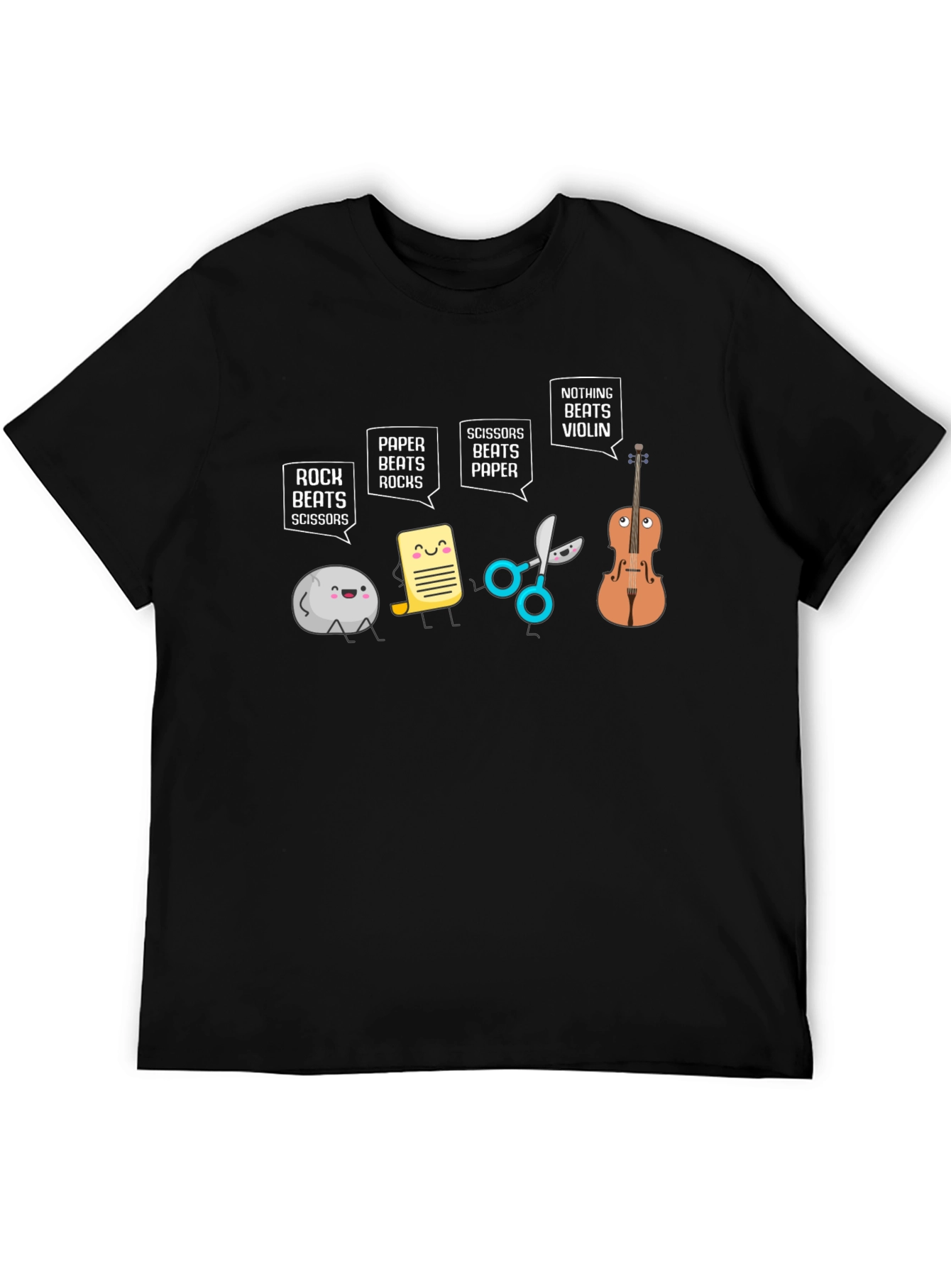 Black Rock Paper Scissors Violin T-Shirt view 5
