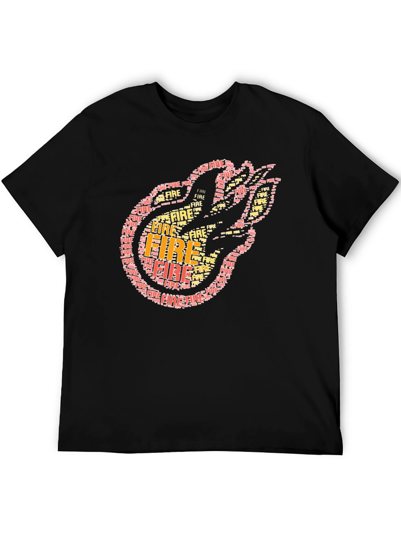 Black Fire Word Art Graphic Tee - Trendy Black T-Shirt view 5