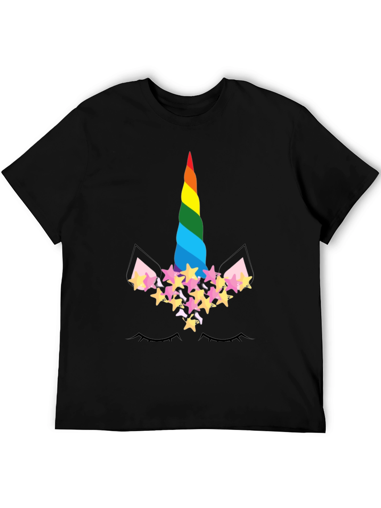 Black Unicorn Rainbow T-Shirt view 5