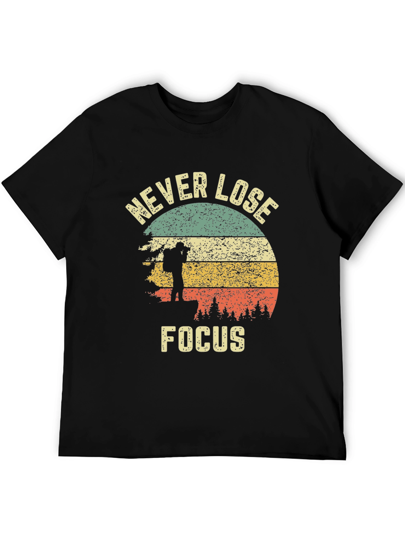 Black Never Lose Focus Retro Graphic Tee view 5