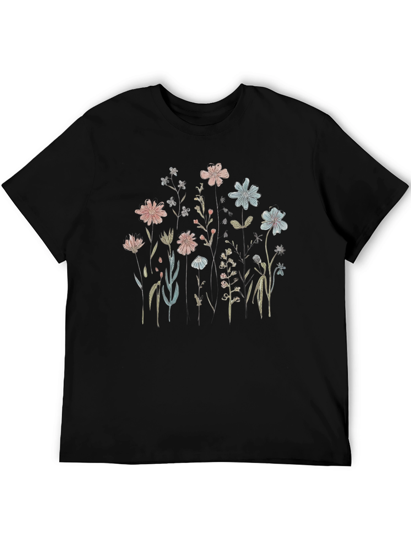Black Floral Print Black T-Shirt view 5