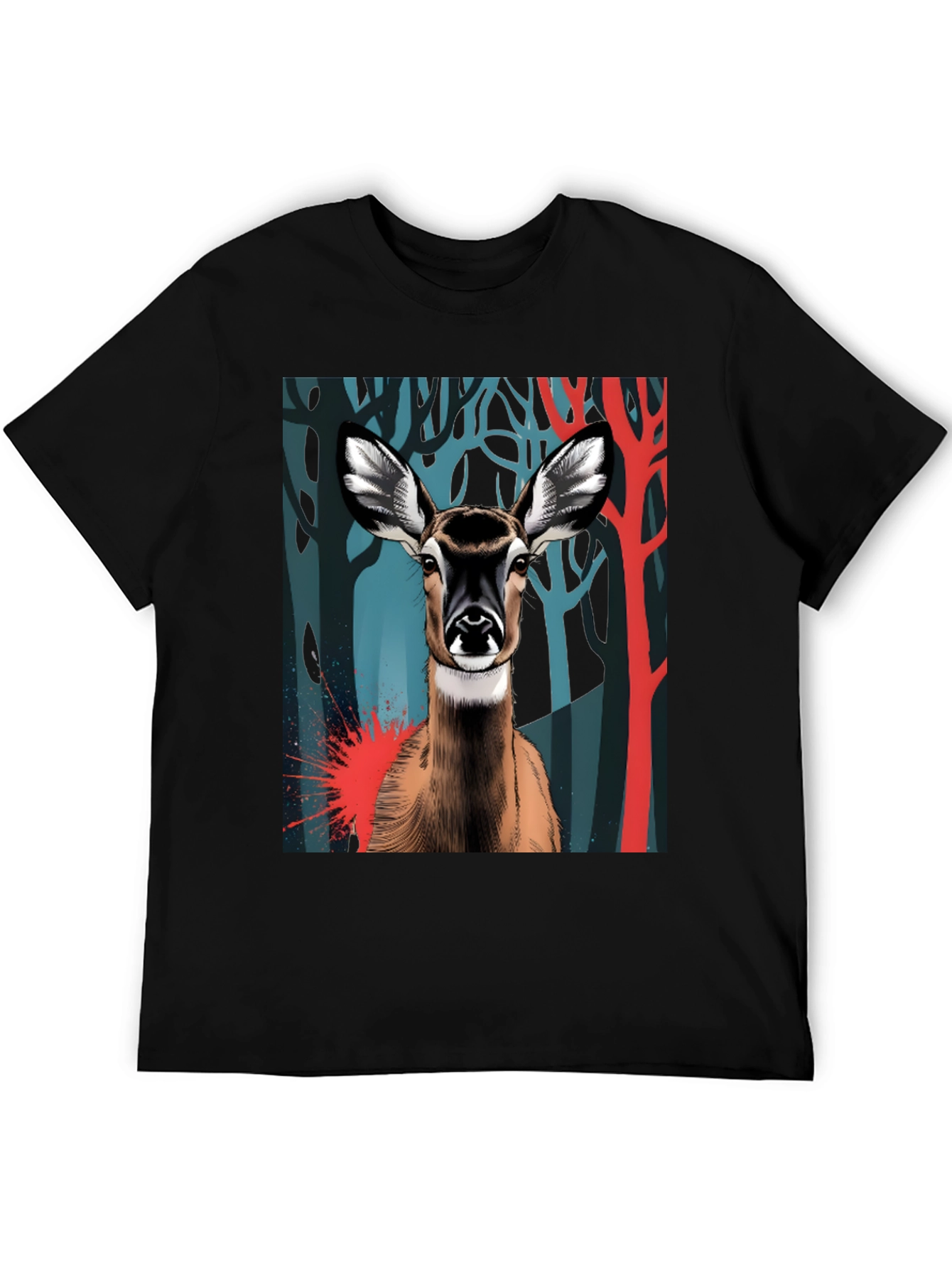 Black Deer Graphic Tee - Black Cotton Blend view 5