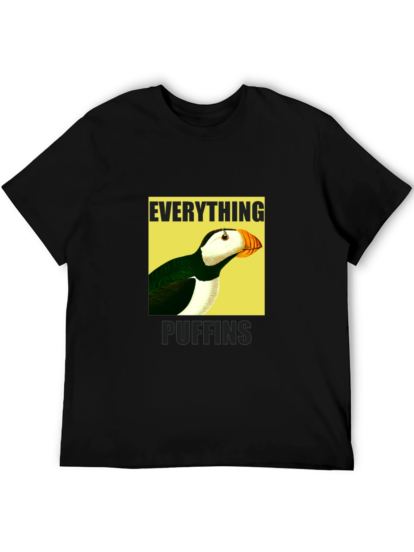 Black Everything Puffin Graphic Tee - Black Cotton T-Shirt view 5