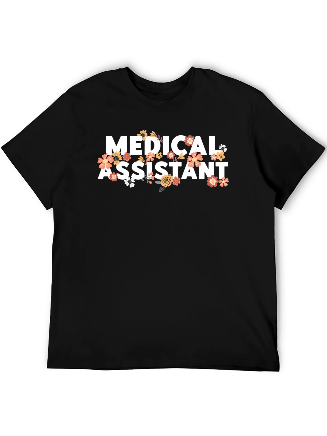 Black Medical Assistant Floral T-Shirt view 5