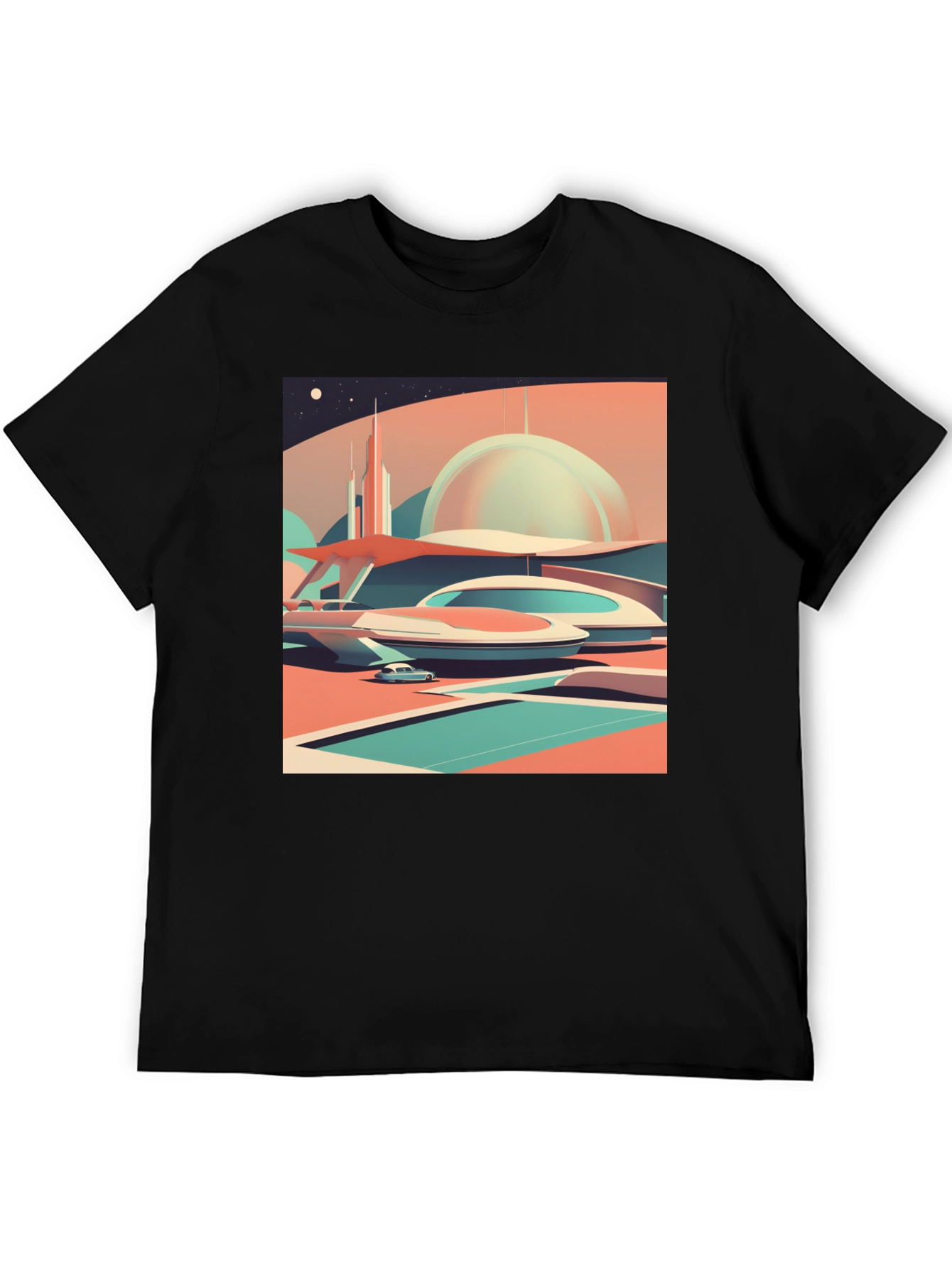 Black Retro Futuristic Graphic Tee view 5