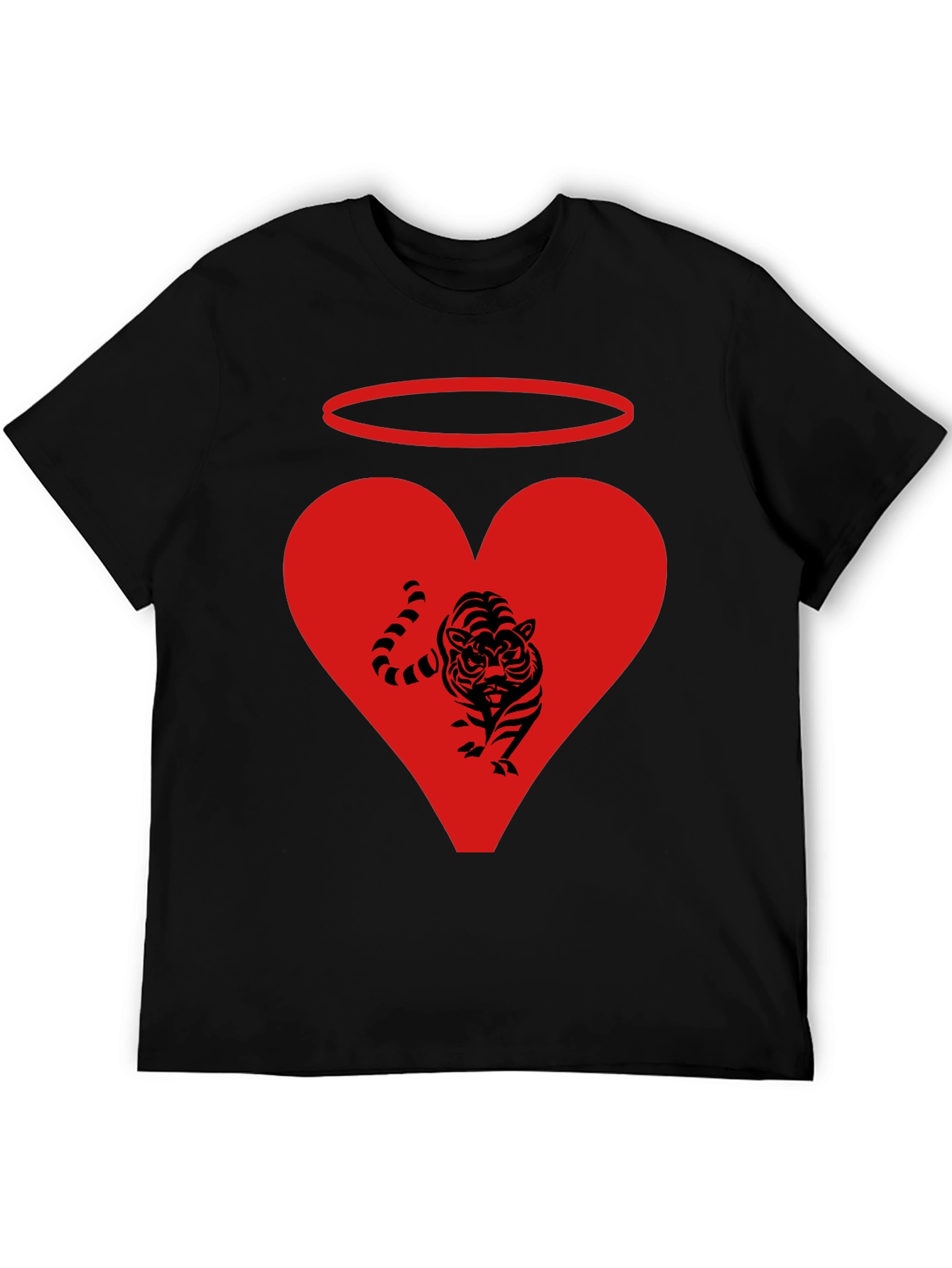 Black Angel Tiger Heart Graphic Tee - Black view 5