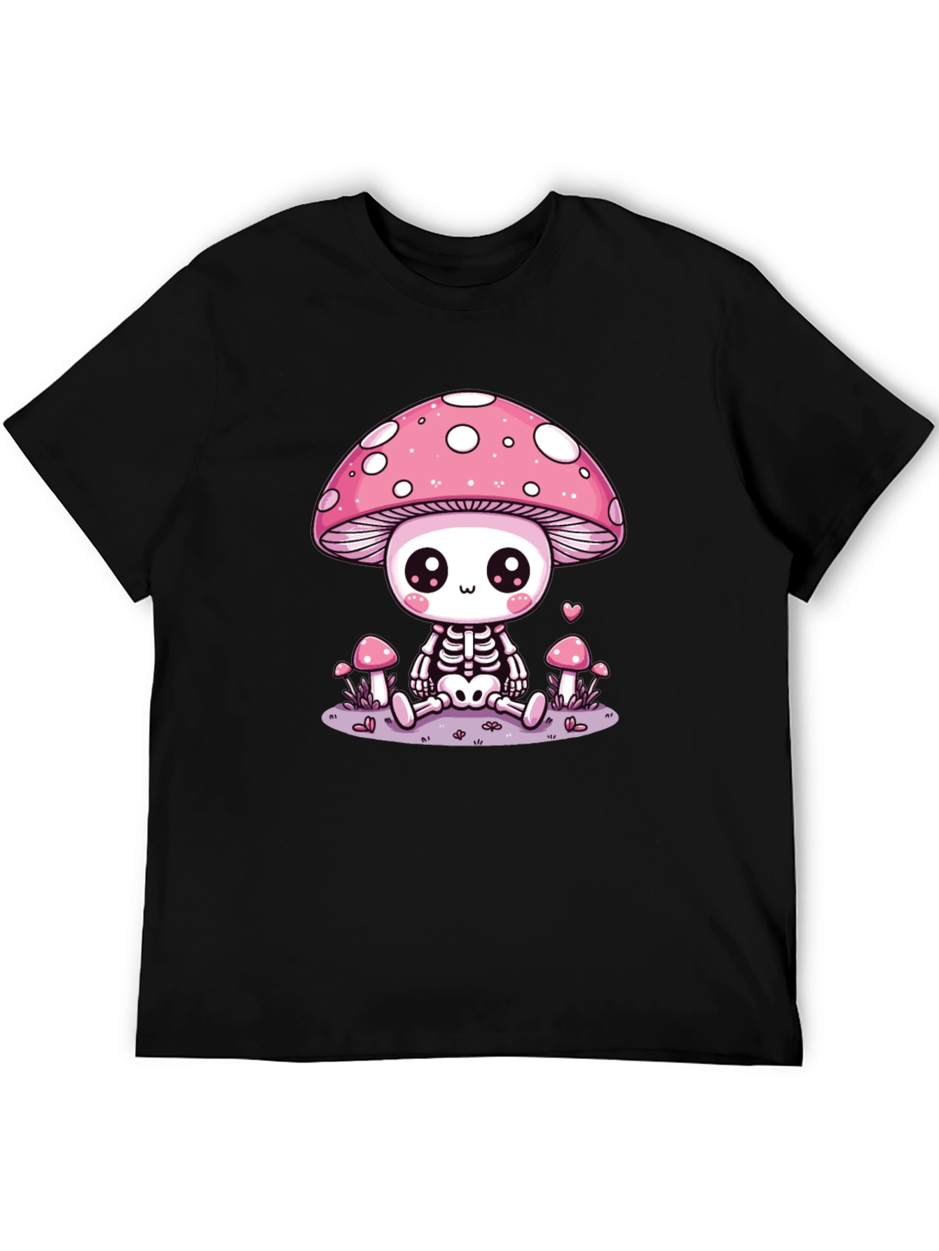 Black Mushroom Skeleton Graphic T-Shirt - Kawaii Aesthetic Tee view 5