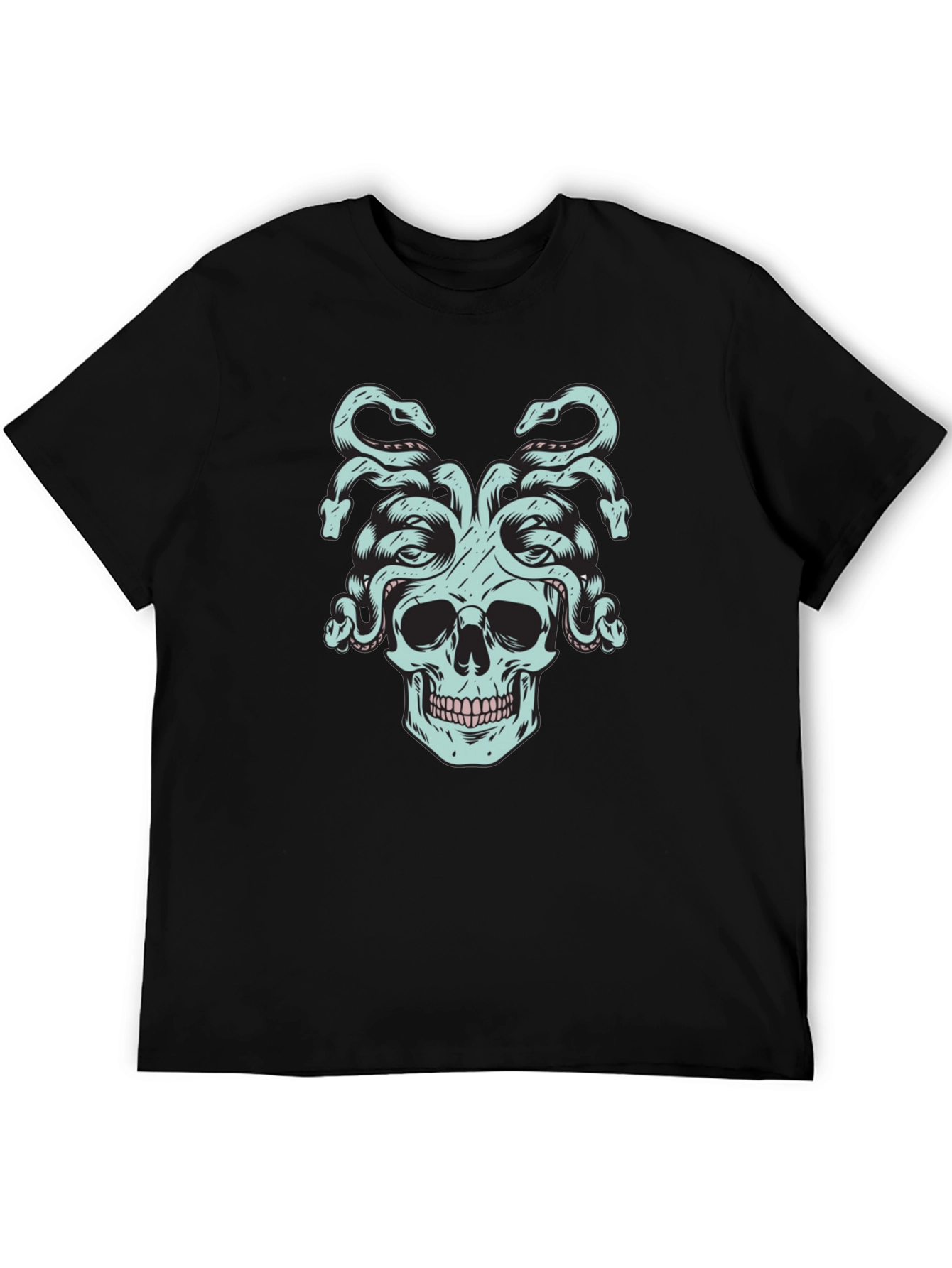 Black Medusa Skull Graphic Tee - Black view 5