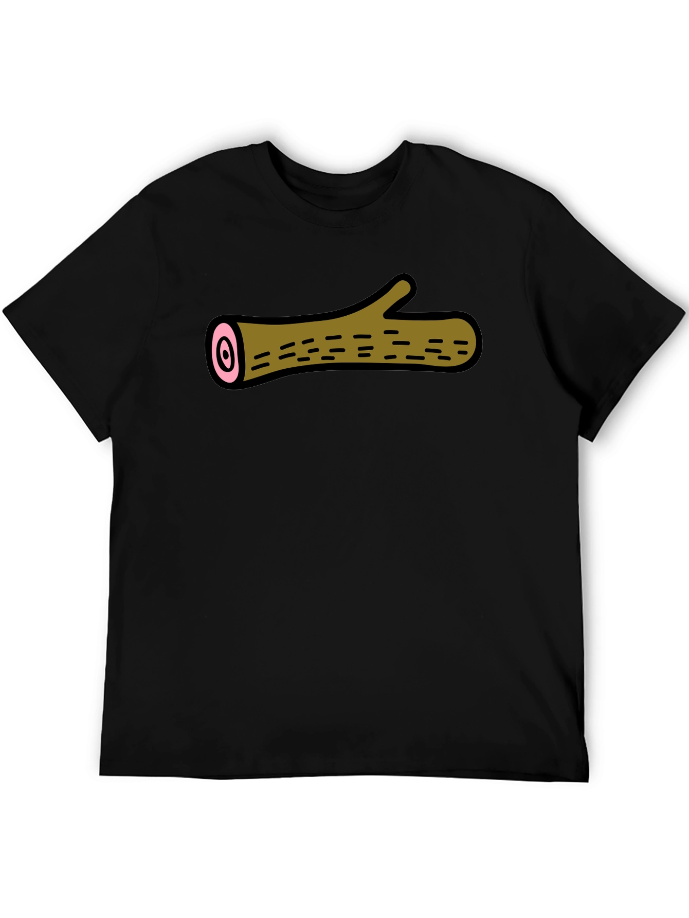 Black Funny Log Graphic Tee - Black Cotton T-Shirt view 5