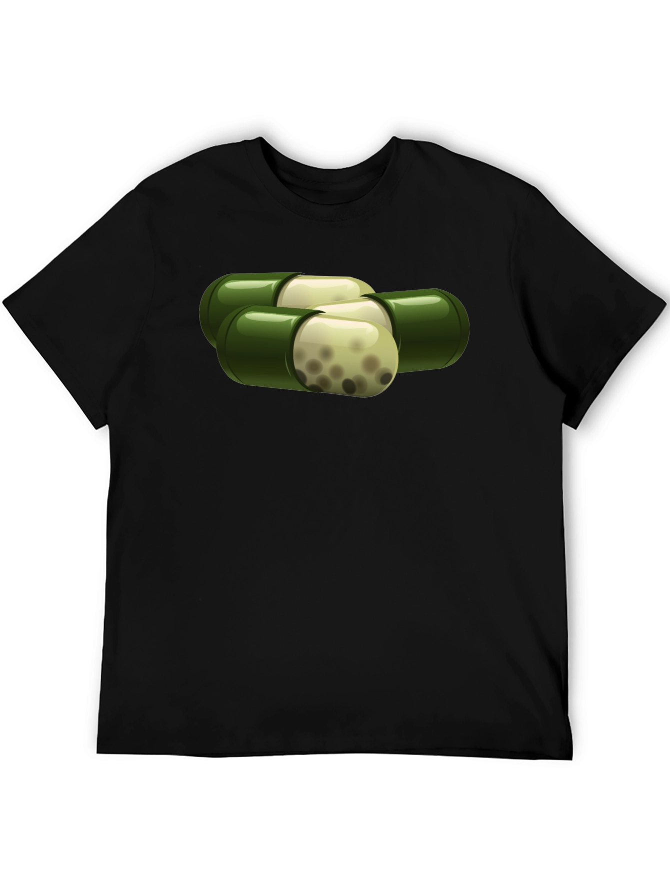 Black Capsule Graphic T-Shirt - Unique Pill Design view 5