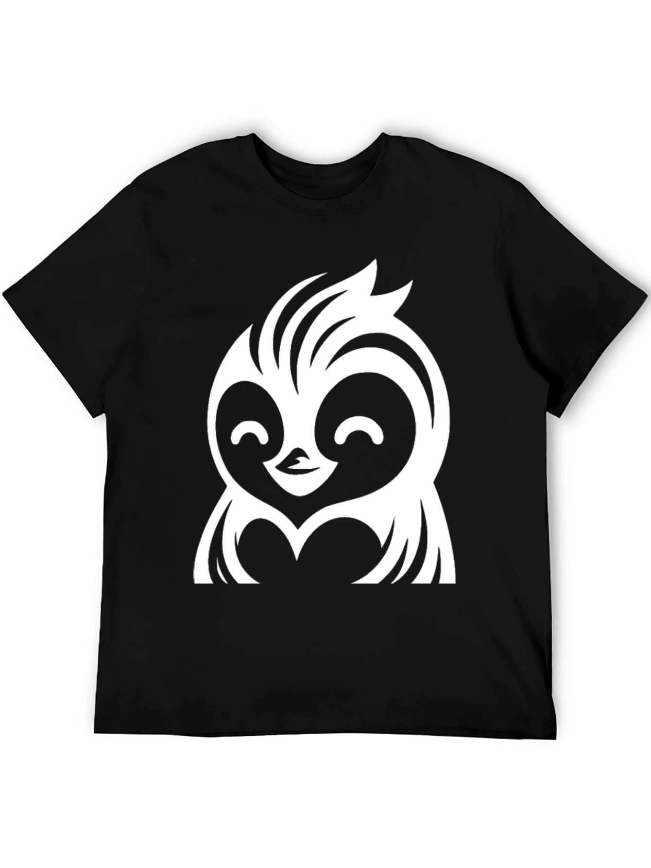 Black Cute Cartoon Owl Graphic Tee - Black Cotton view 5