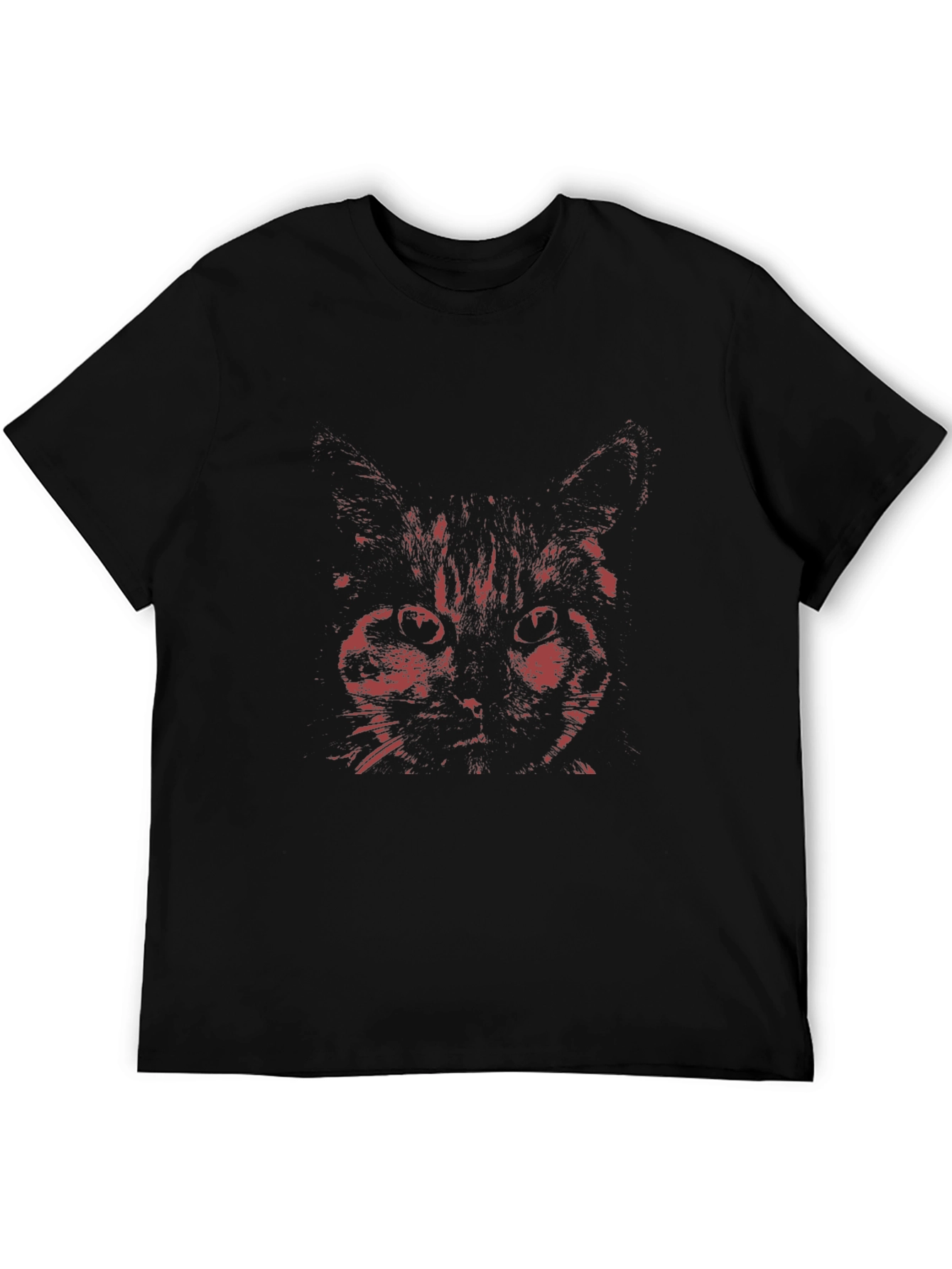 Black Men's Black T-Shirt with Red Cat Graphic view 5