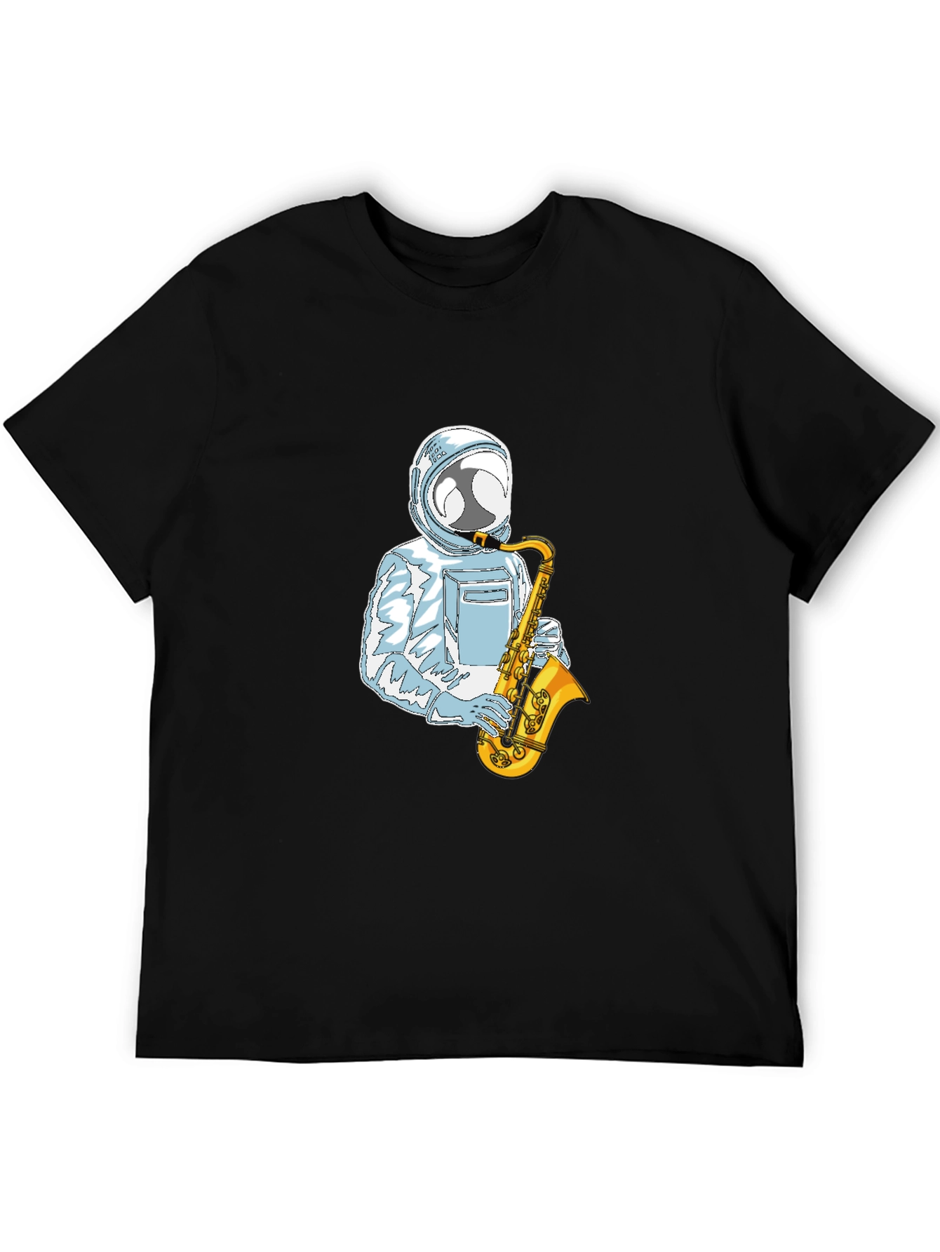 Black Astronaut Sax Player Graphic Tee - Cool & Unique view 5
