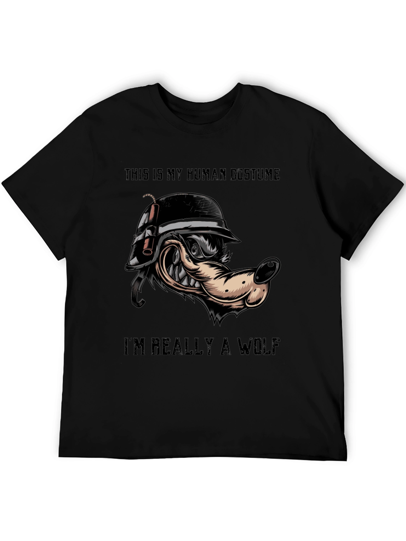 Black Human Costume Wolf T-Shirt view 5