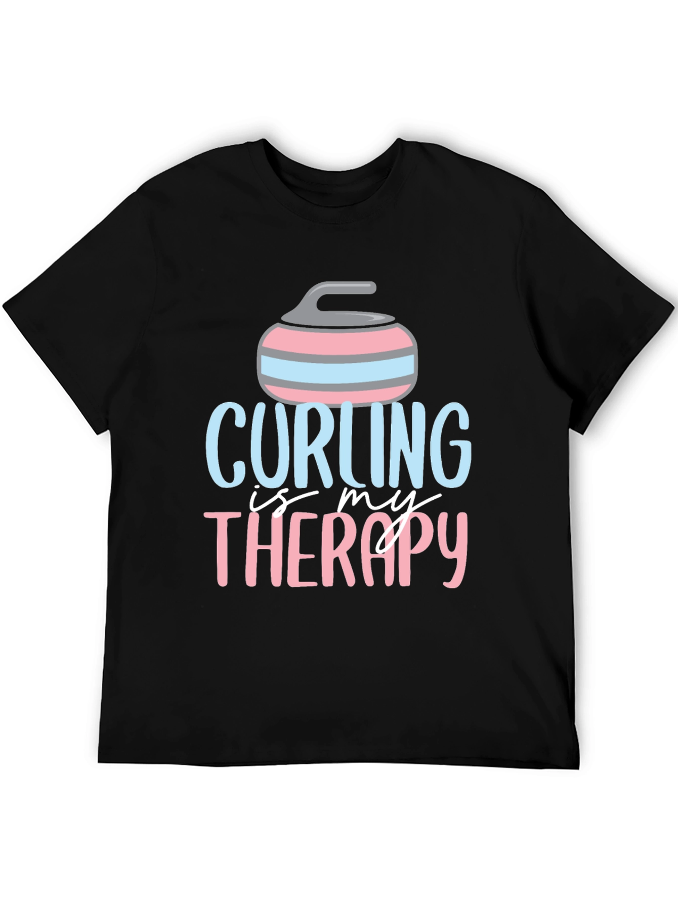 Black Curling Is My Therapy Graphic T-Shirt view 5