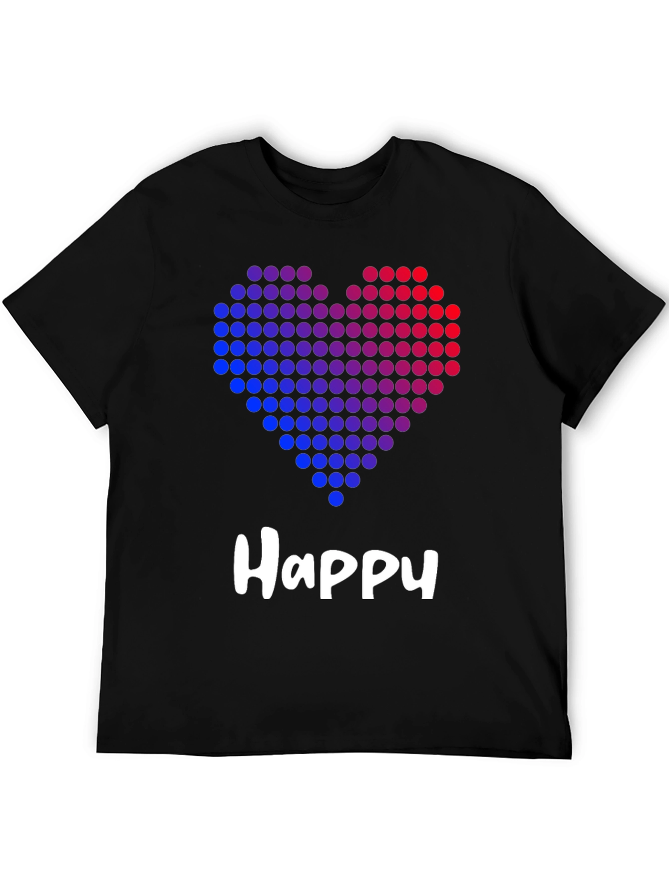 Black Happy Heart Graphic Black T-Shirt view 5