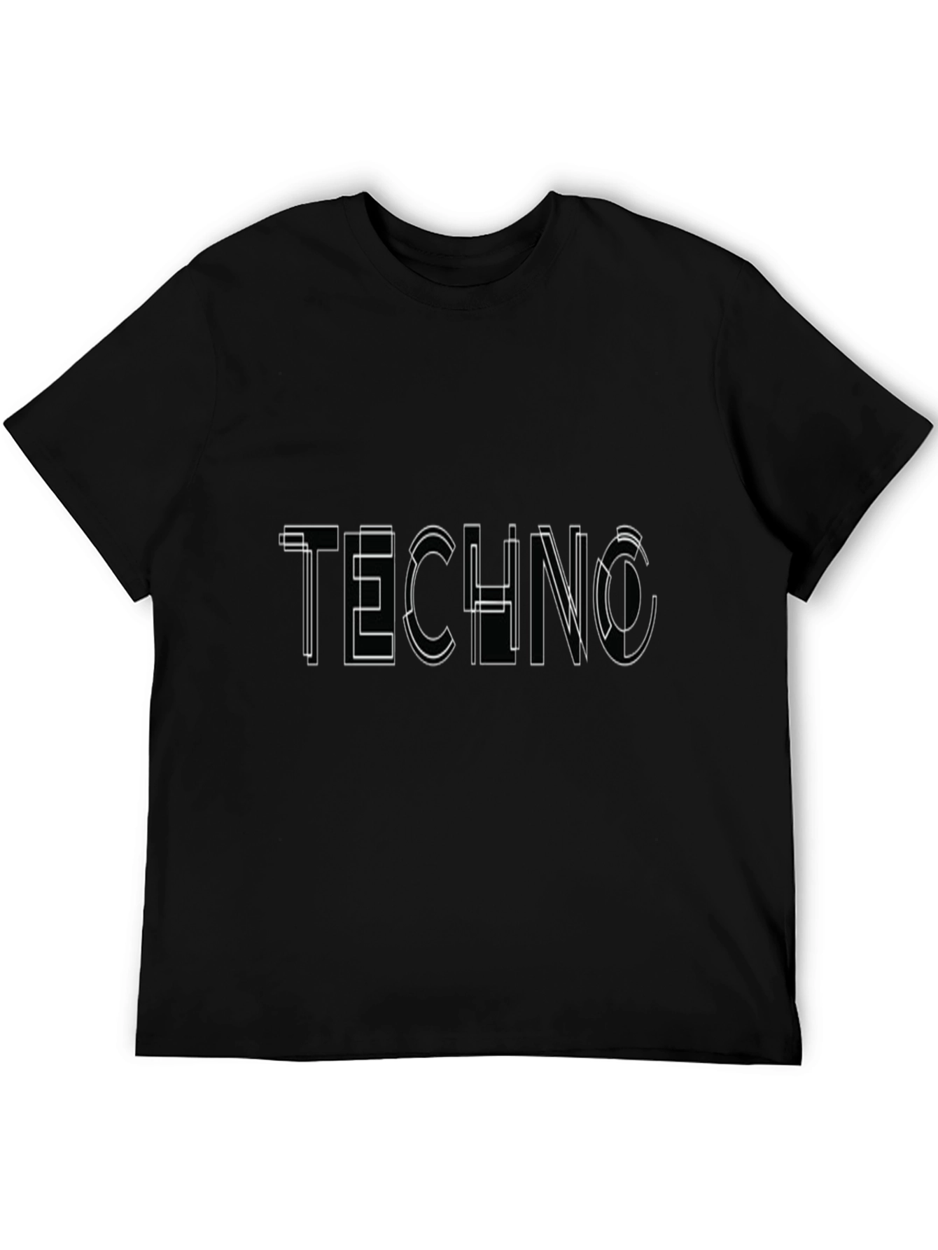 Black Techno Graphic Black T-Shirt view 5