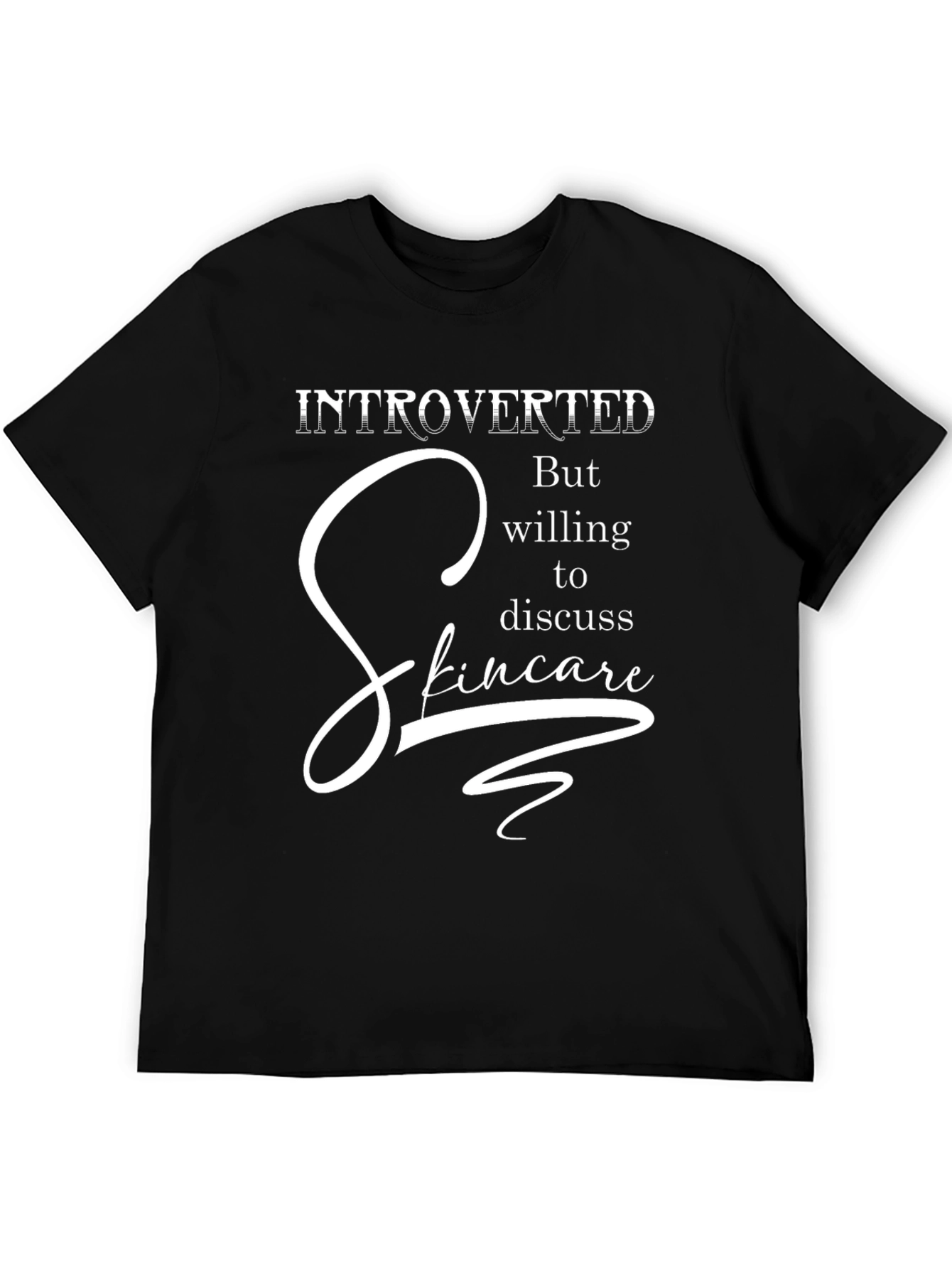 Black Introverted Skincare T-Shirt - Soft Cotton Tee view 5