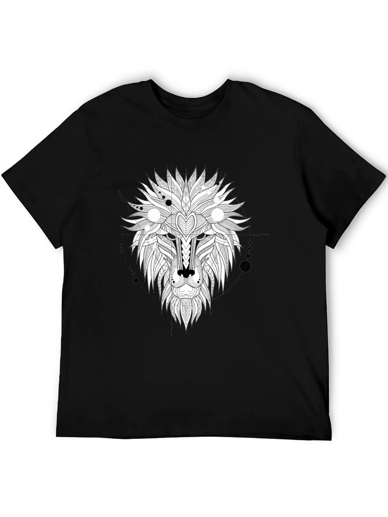 Black Abstract Lion Head Graphic Tee - Black view 5