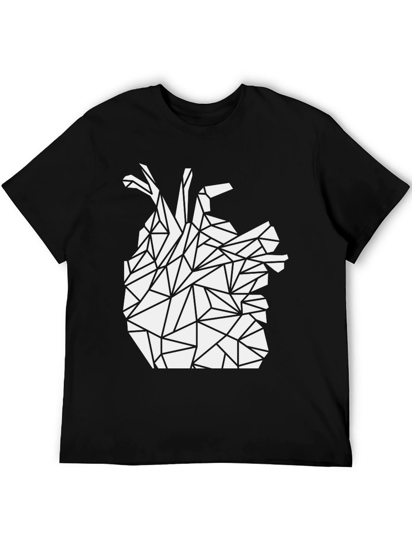 Black Geometric Heart Tee - Modern Graphic T-Shirt view 5