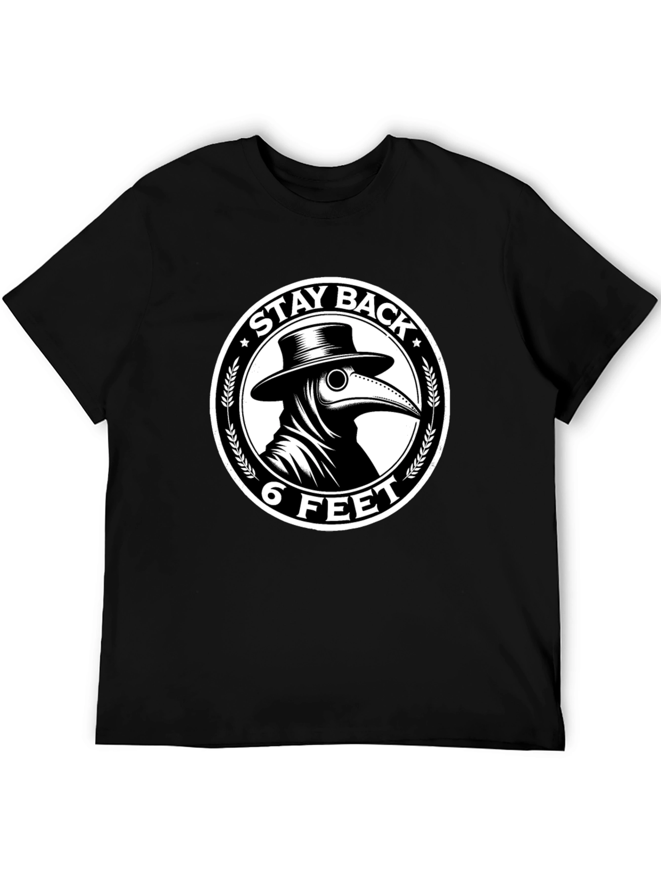 Black Stay Back 6 Feet Plague Doctor T-Shirt view 5
