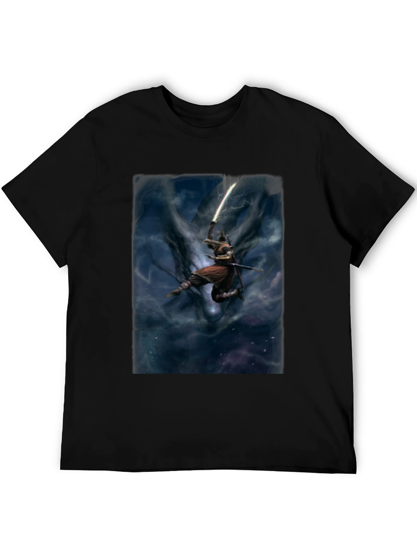 Black Black T-Shirt with Samurai Graphic view 5