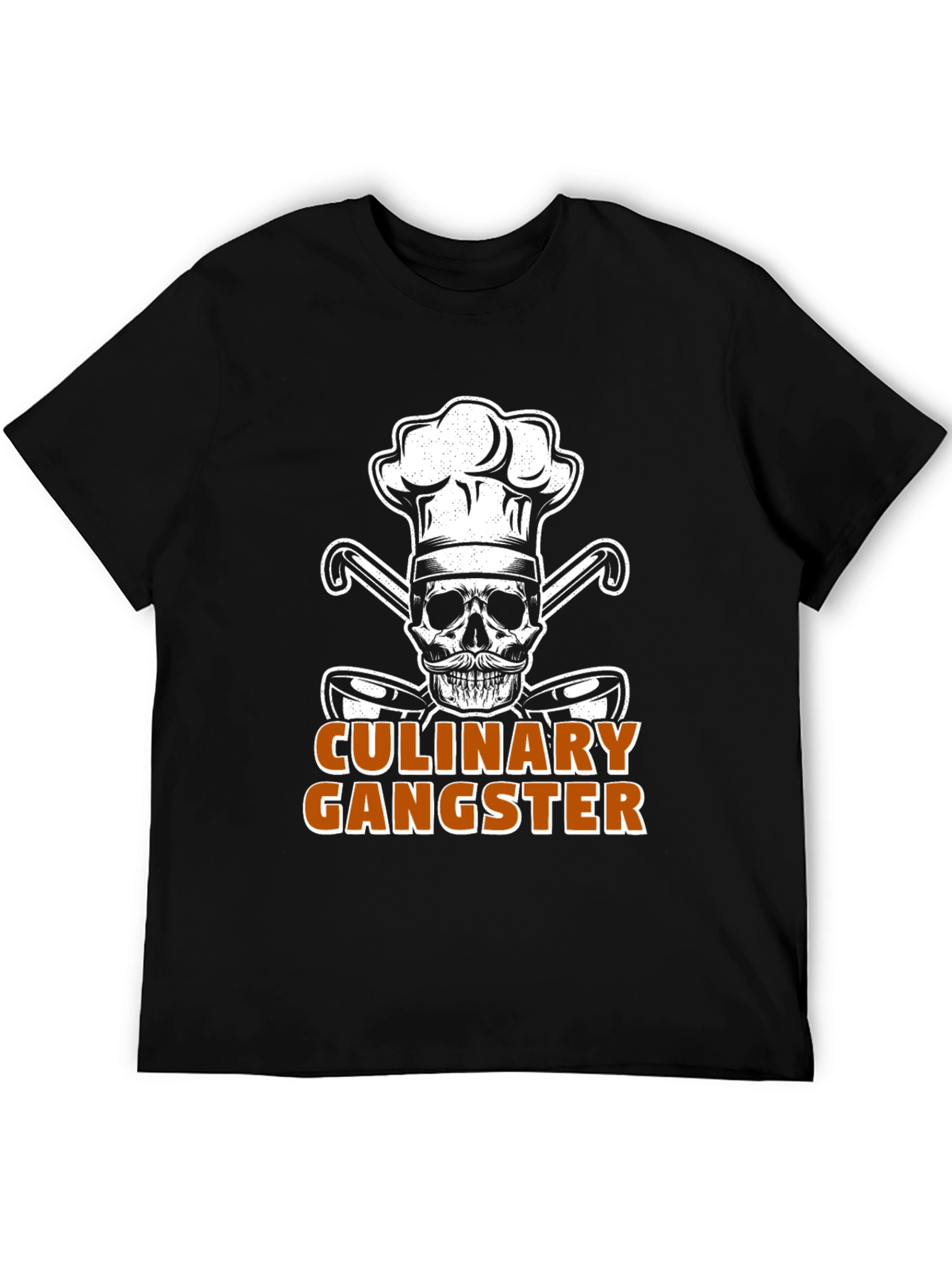Black Culinary Gangster Chef Skull Graphic T-Shirt view 5